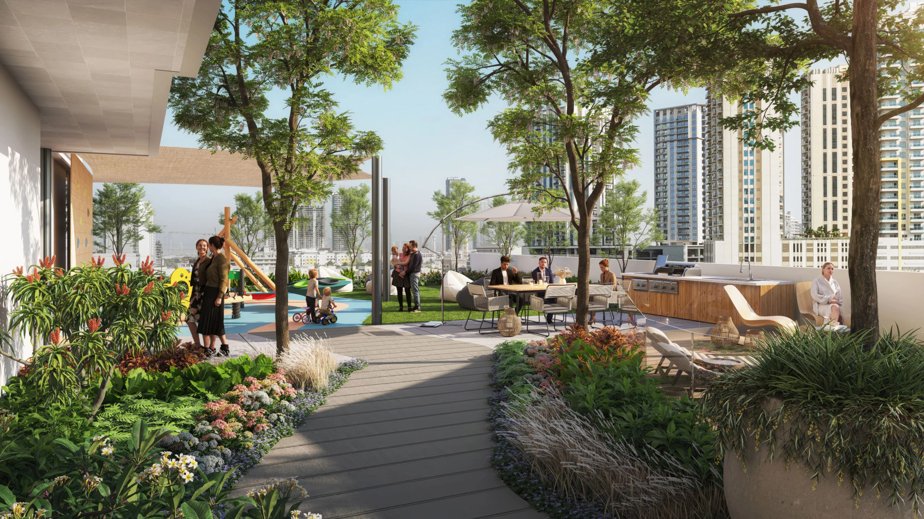 Avant Garde Residences 2 amenity Outdoor BBQ Area - Jumeirah Village Circle, Dubai - by Skyline Builders
