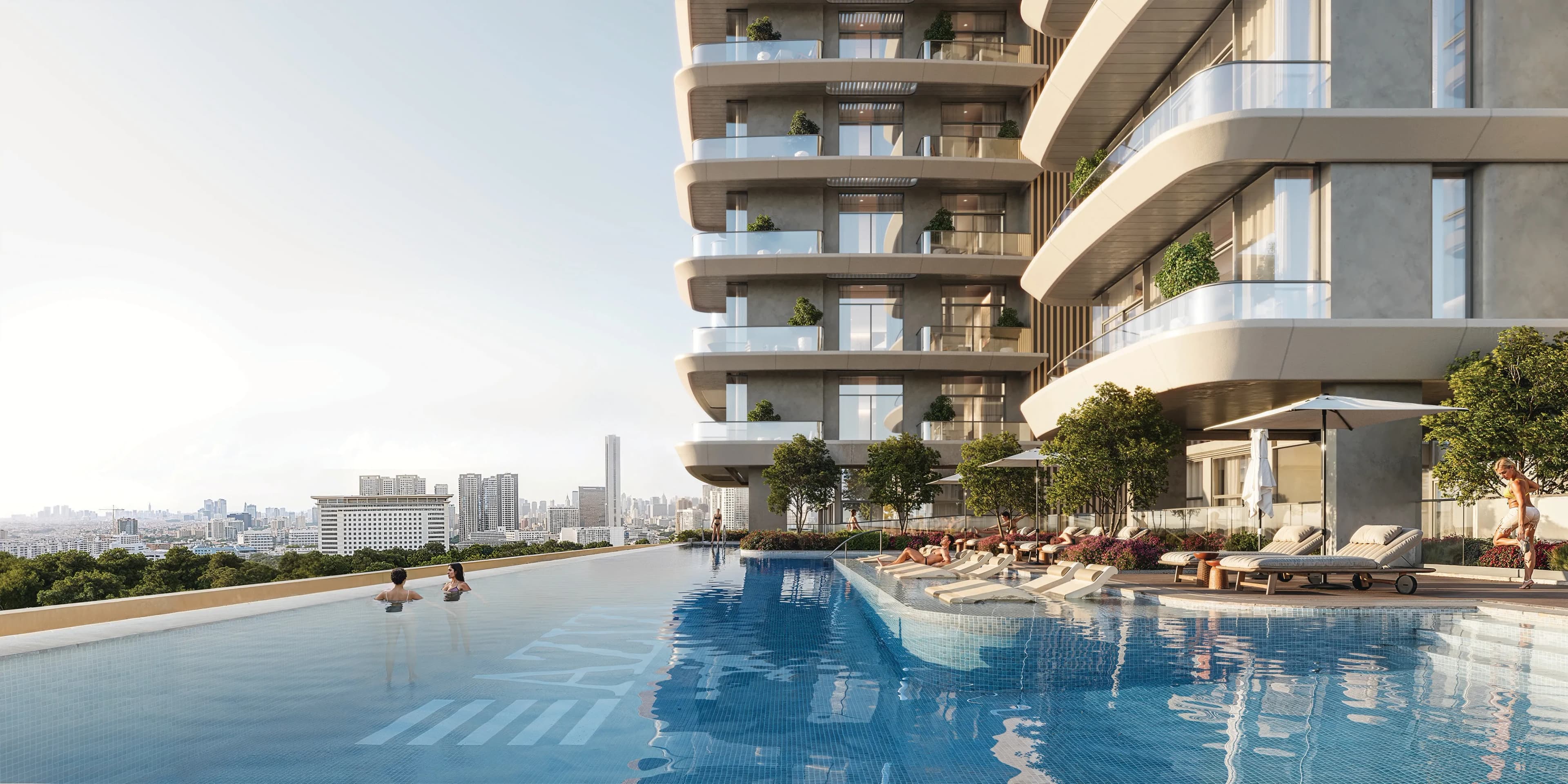 Azizi Leily amenity Adults' & Kids' Swimming Pools - Al Jaddaf, Dubai - by Azizi