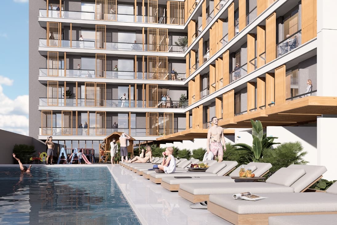 Azizi Lina amenity Swimming Pool - Jebel Ali Freezone Extension, Dubai - by Azizi