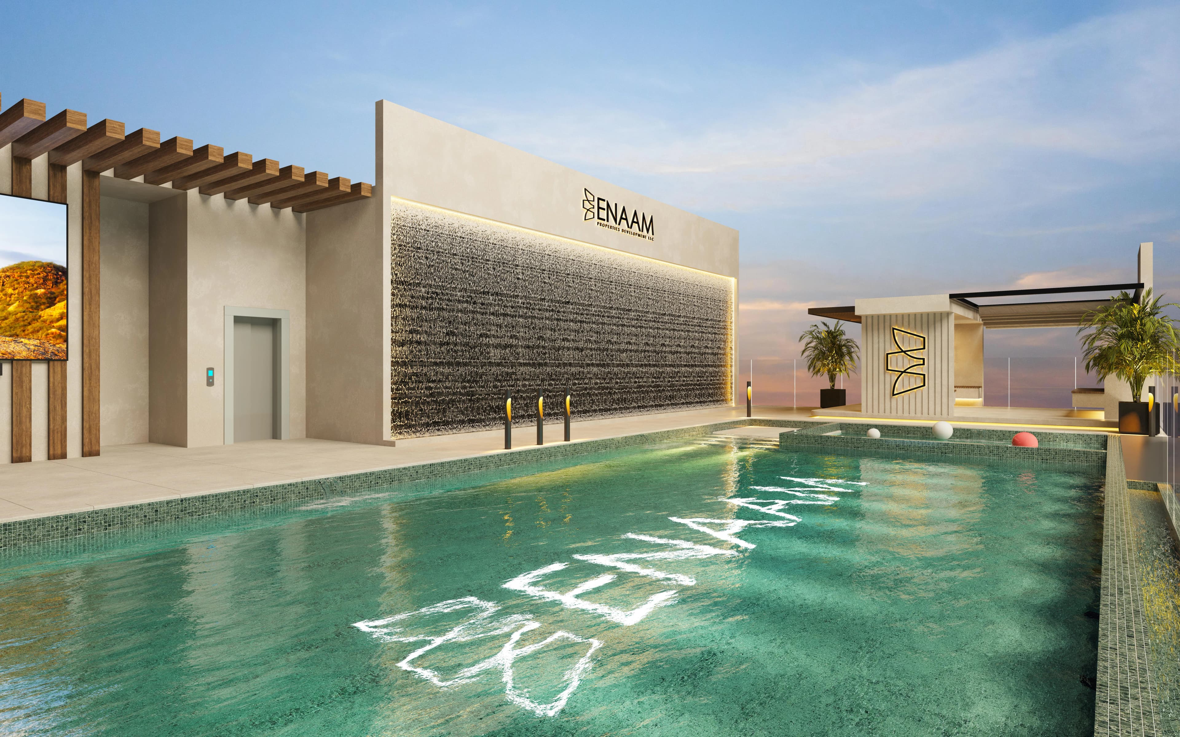 Azra Residence amenity Infinity Swimming Pool - Dubai Land Residence Complex, Dubai - by Enaam Properties Development