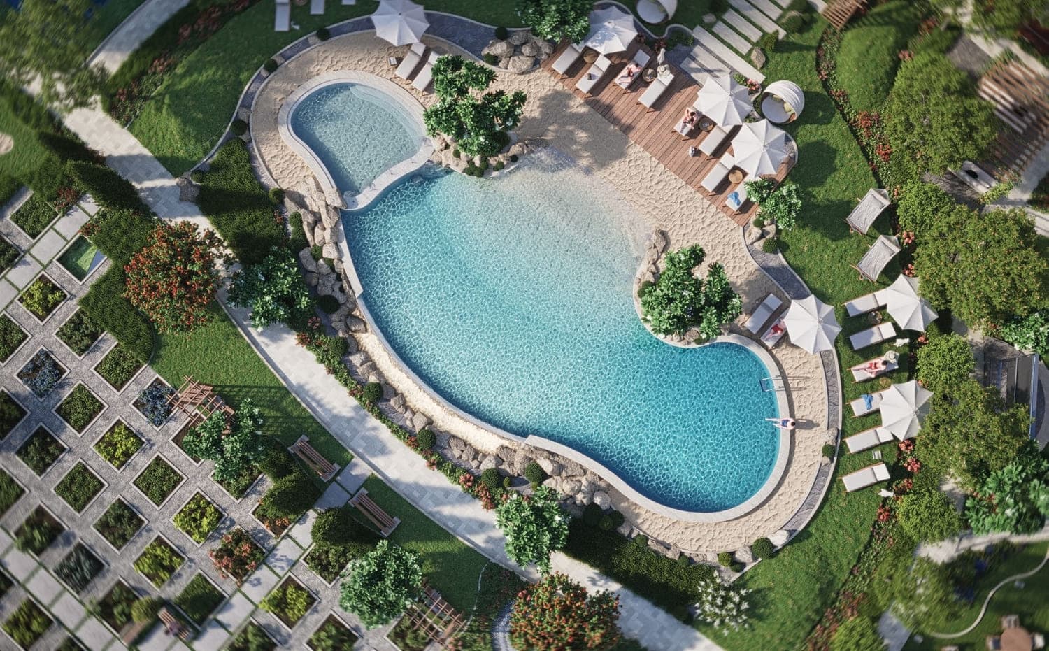 Bab Al Qasr Garden Residence 66 amenity Sandy Beach Pool - Masdar City, Dubai - by Burtville Developments