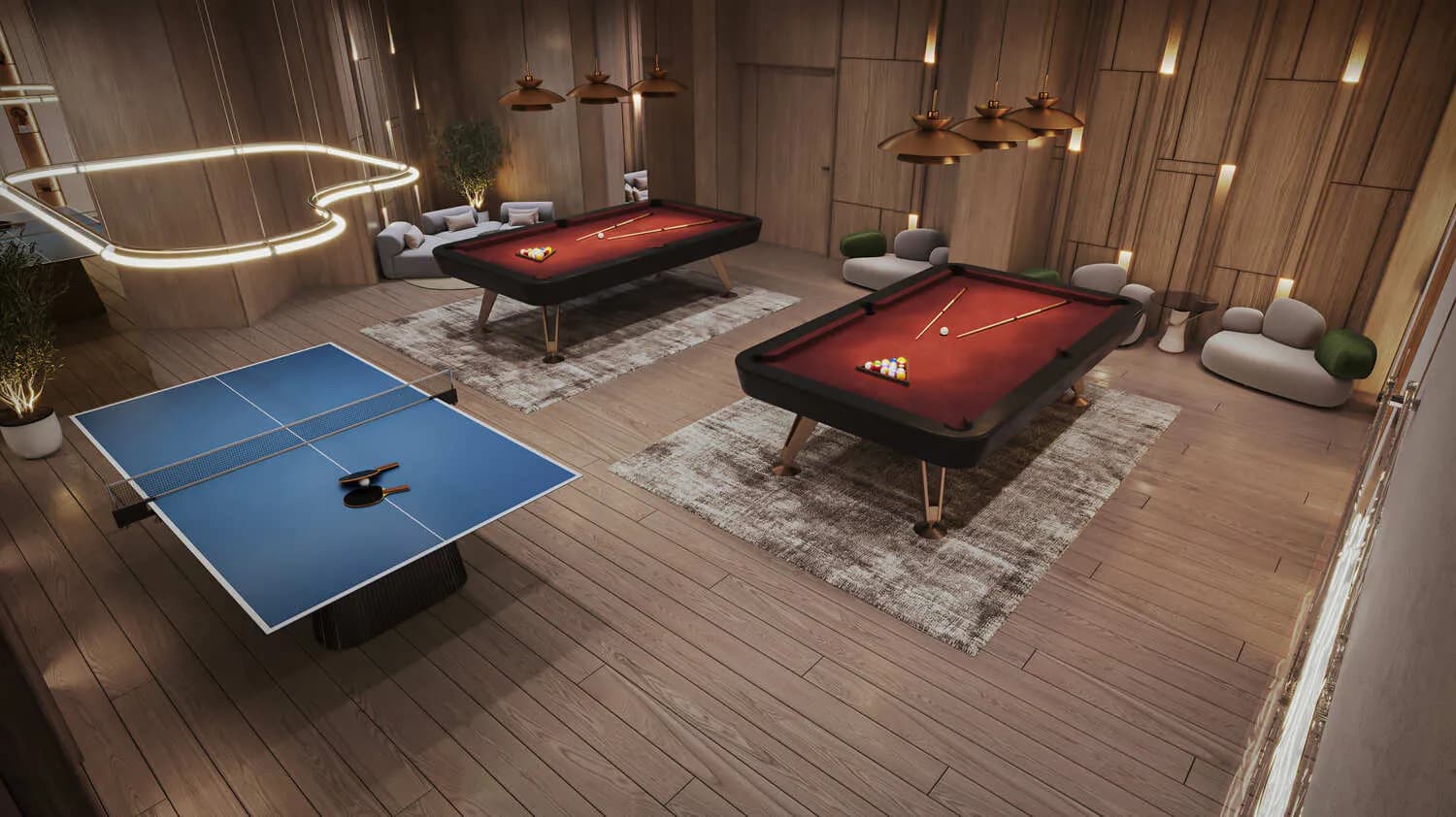 Barari Gate by ADE amenity Billiard & Ping Pong Area - Majan, Dubai - by ADE Properties