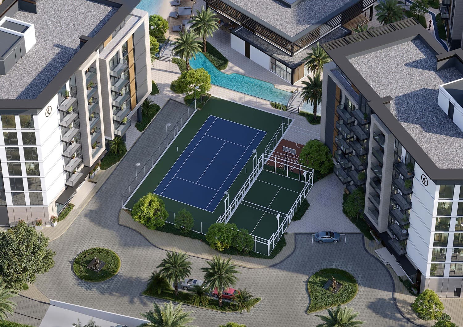 Belgravia Gardens amenity Sports Courts - Wadi Al Safa 2, Dubai - by Ellington