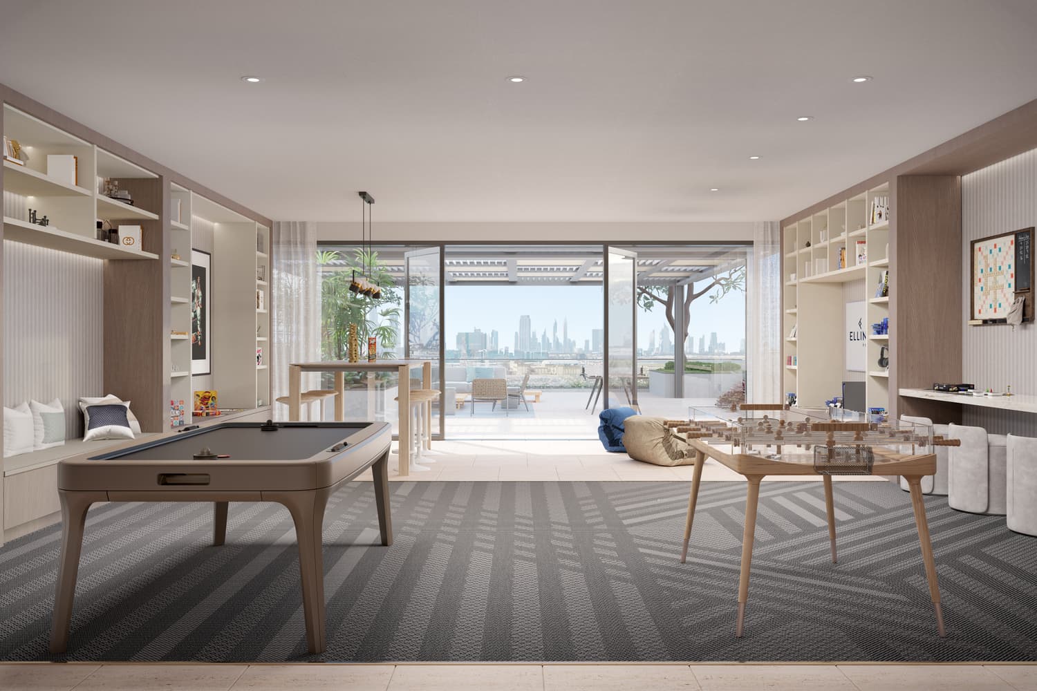Berkeley Place amenity Arcade Room - Sobha Hartland, Dubai - by Ellington