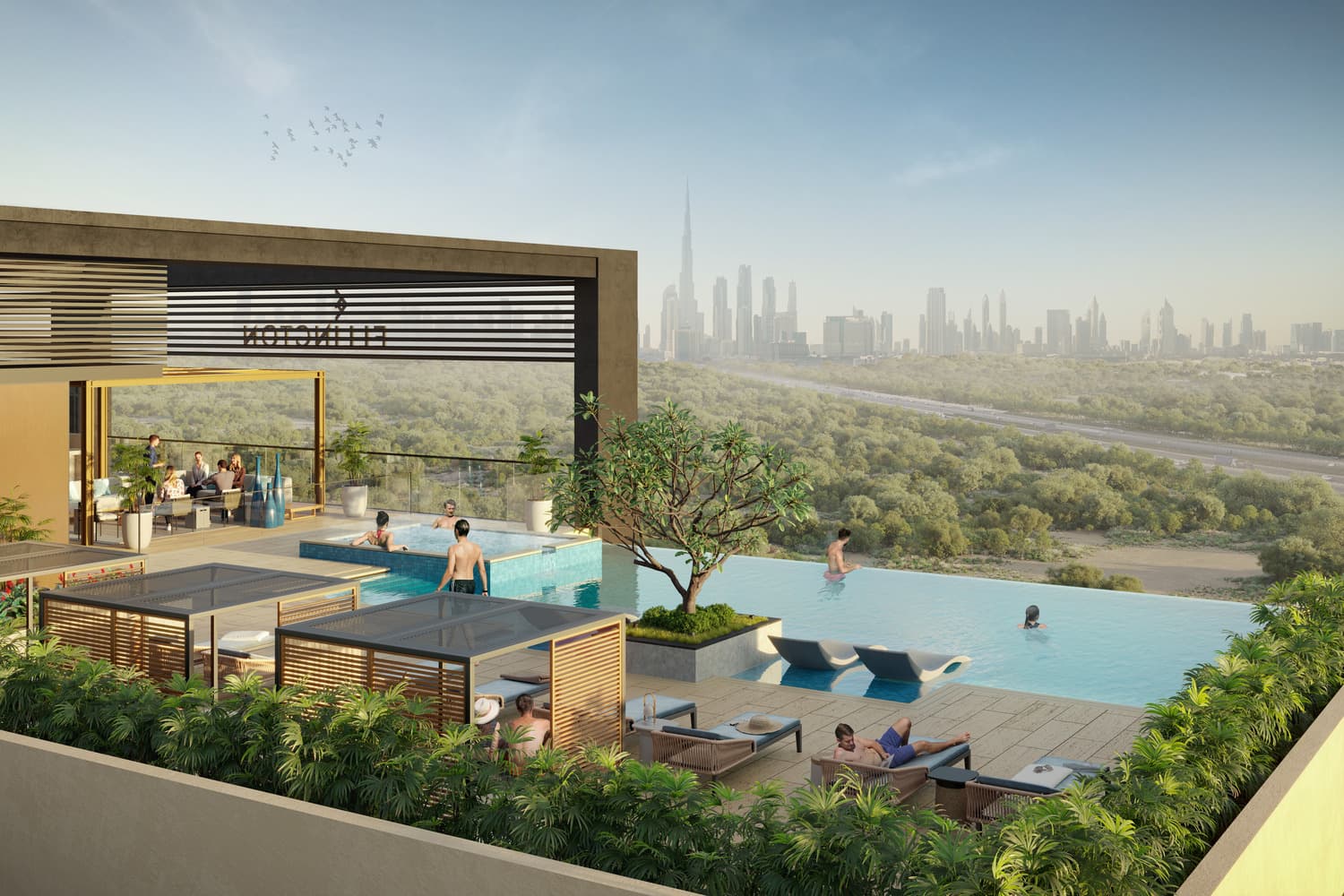 Berkeley Place amenity Rooftop Infinity Pool - Sobha Hartland, Dubai - by Ellington
