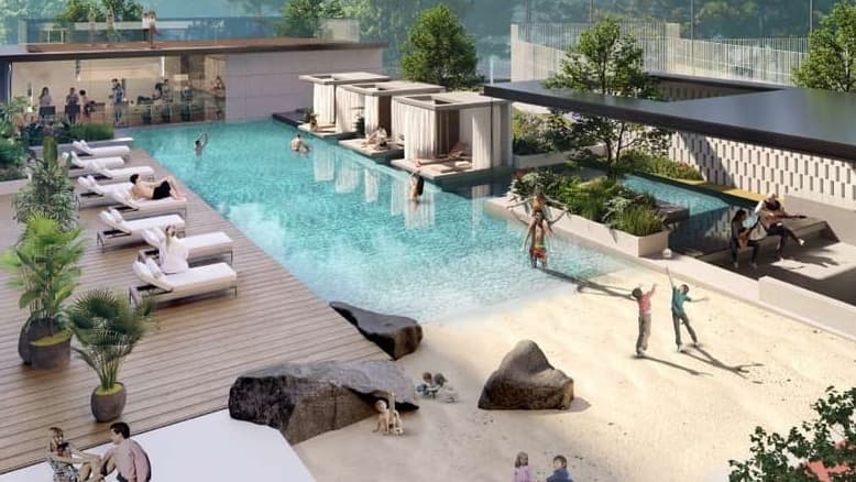 Beverly Boulevard amenity Beach Leisure & Lounge Pool - Arjan, Dubai - by HMB Homes Real Estate Development