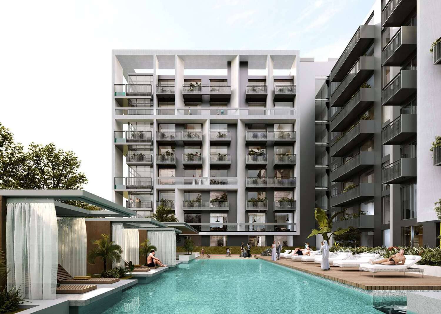 Beverly Boulevard amenity Cabanas - Arjan, Dubai - by HMB Homes Real Estate Development