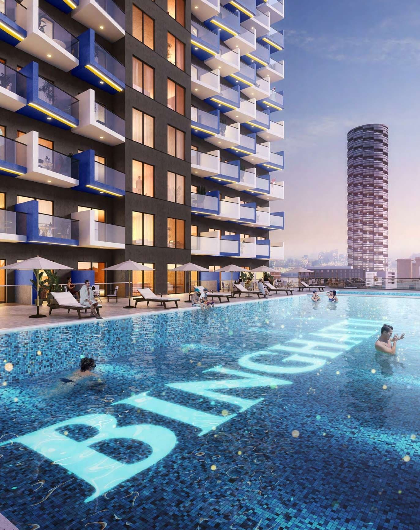 Binghatti Crest amenity Pool - JVC (Jumeirah Village Circle), Dubai - by Binghatti