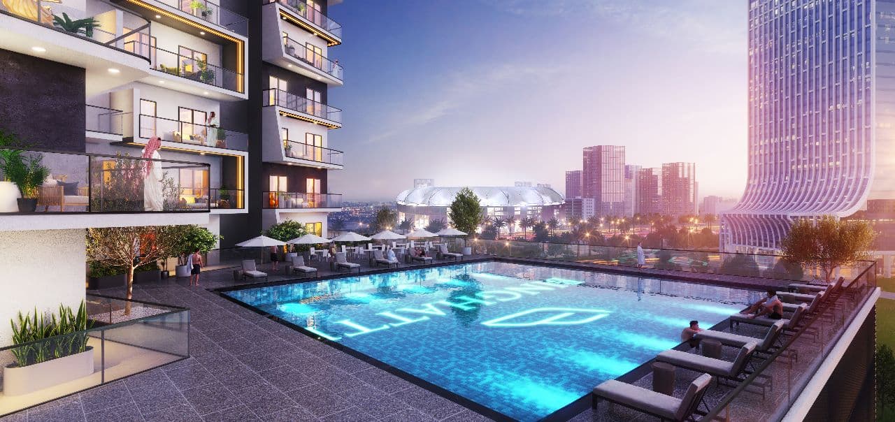 Binghatti Emerald amenity Adults Pool in JVC (Jumeirah Village Circle), Dubai