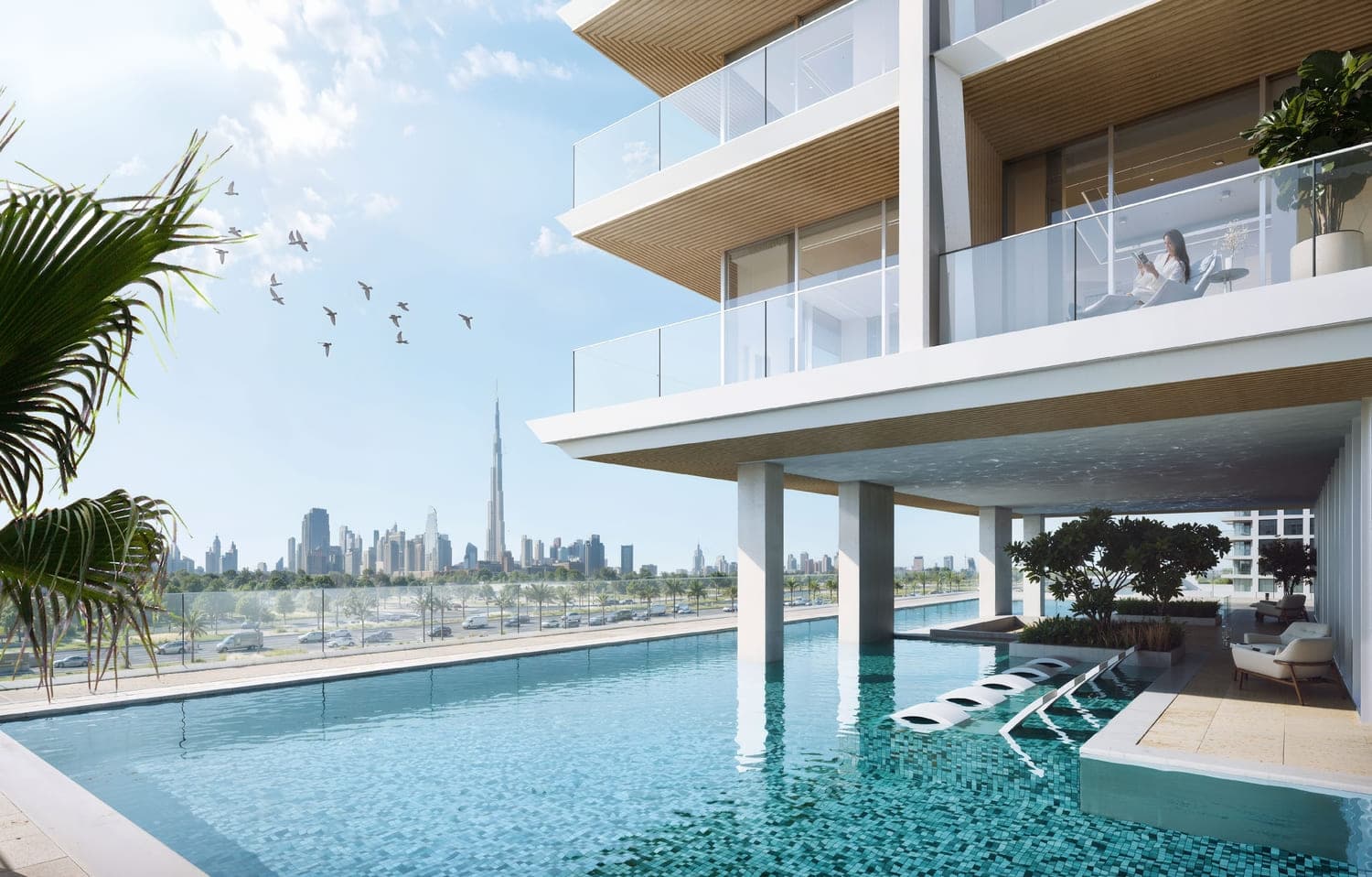 Binghatti Ivory amenity Adults Pool With Pool Deck - Al Jaddaf, Dubai - by Binghatti