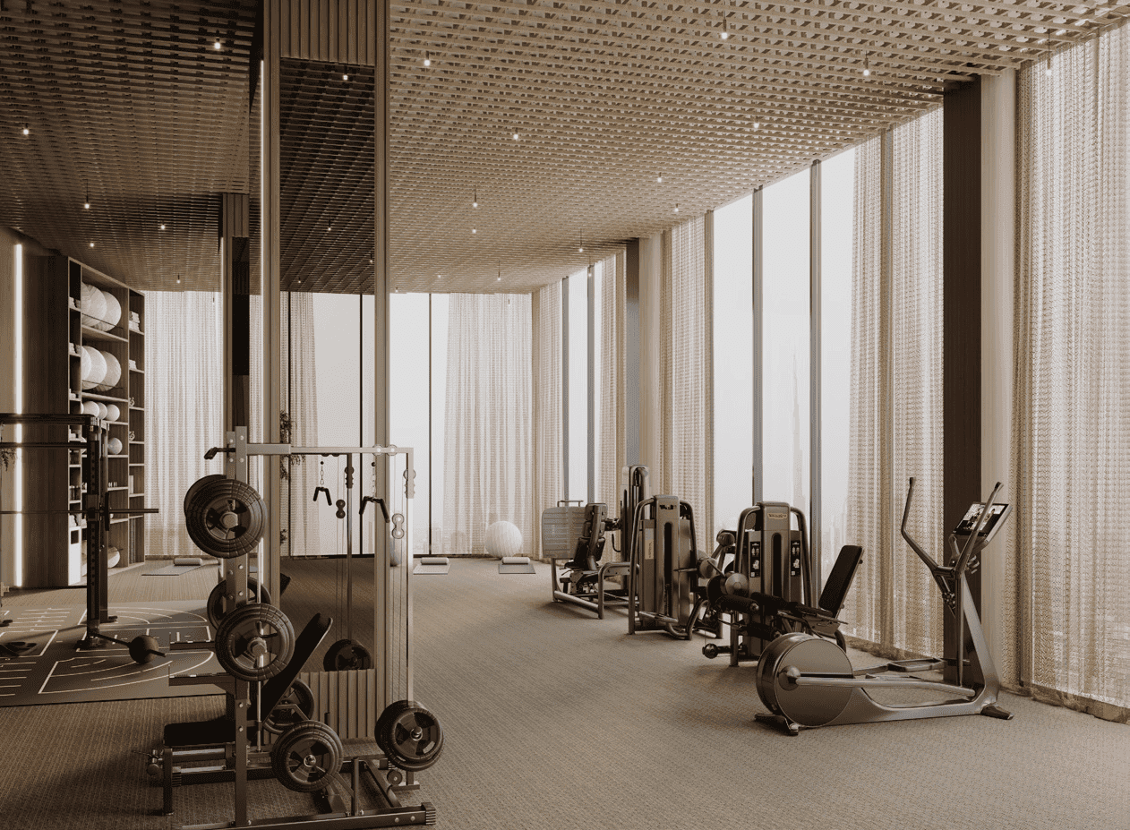 Binghatti Pinnacle amenity Indoor Gym in Al Jaddaf, Dubai