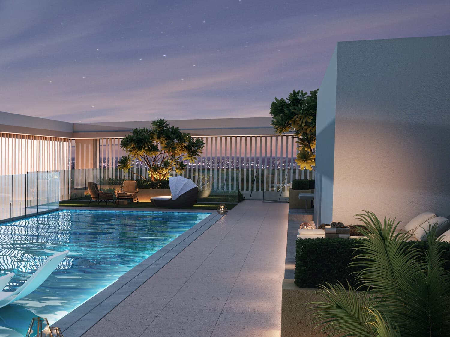Binghatti Pinnacle amenity Terrace Seating Area in Al Jaddaf, Dubai