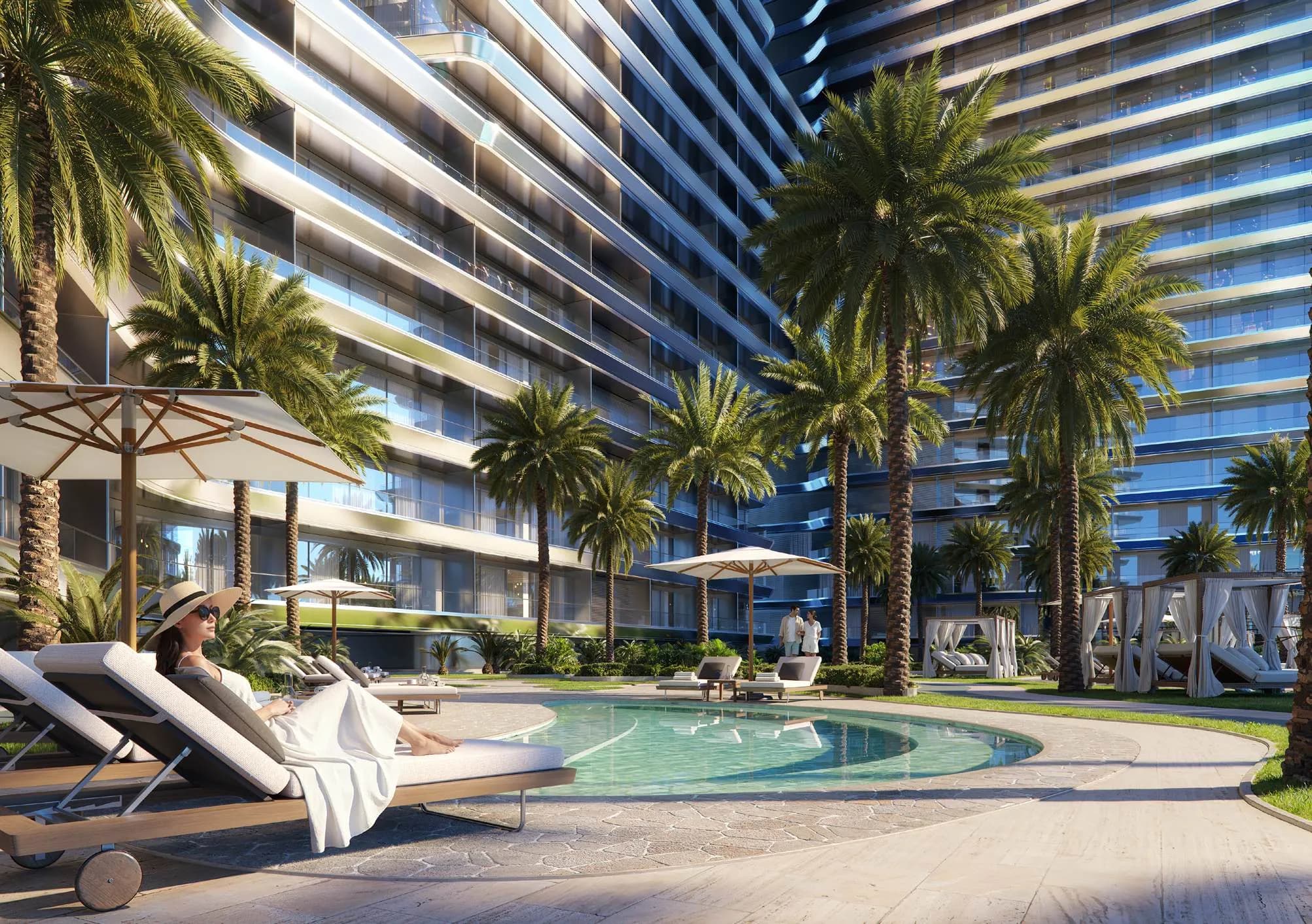Binghatti Sky Terraces amenity Pool Deck & Cabanas - Motor City, Dubai - by Binghatti