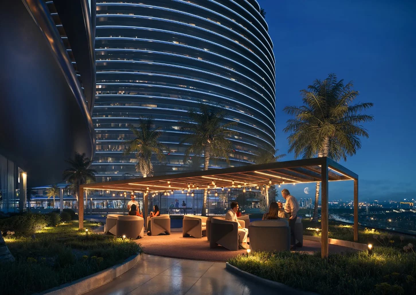 Binghatti Skyflame amenity Seatting Area - Majan, Dubai - by Binghatti