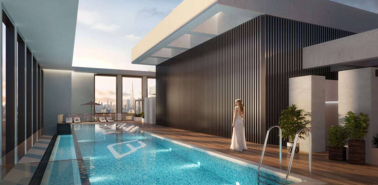 Binghatti Twilight amenity Swimming Pool - Al Jaddaf Waterfront, Dubai - by Binghatti