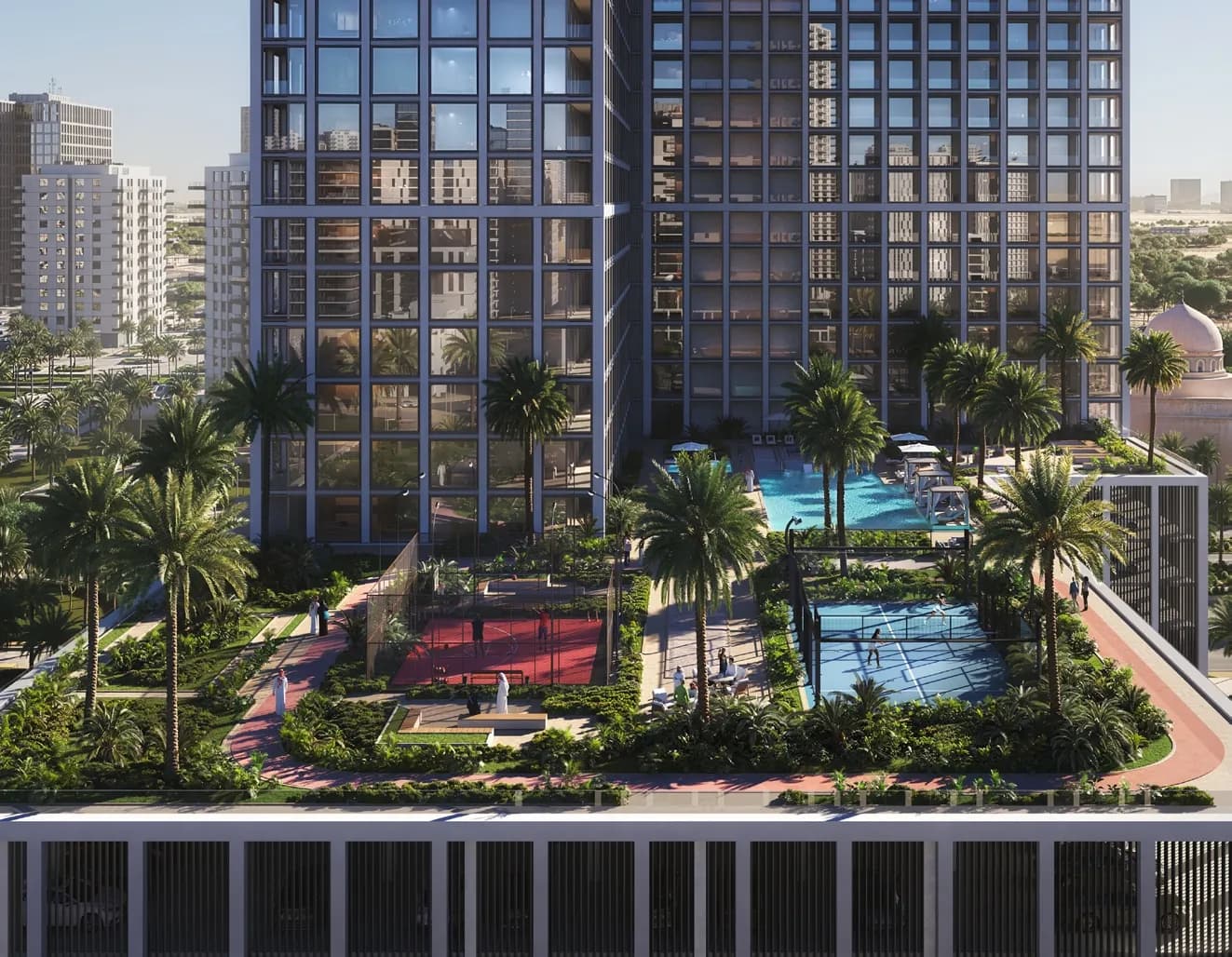 Binghatti Vintage amenity Basketball & Padel Courts in Wadi Al Safa 3, Dubai