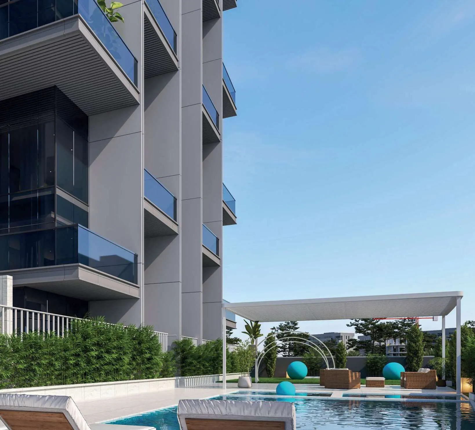 Bloom Living - Malaga amenity Swimming Pool & Lounge - Zayed City, Dubai - by Bloom Holding