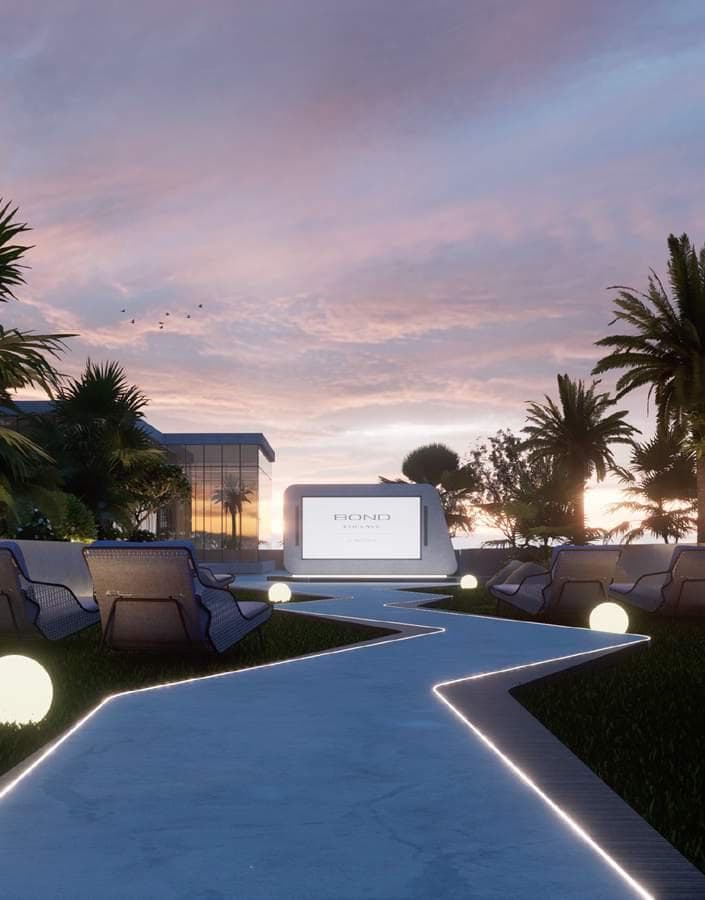 Bond Enclave amenity Outdoor Cinema With Cozy Bean-Bag Seating Area - Arjan, Dubai - by Pearlshire Developments