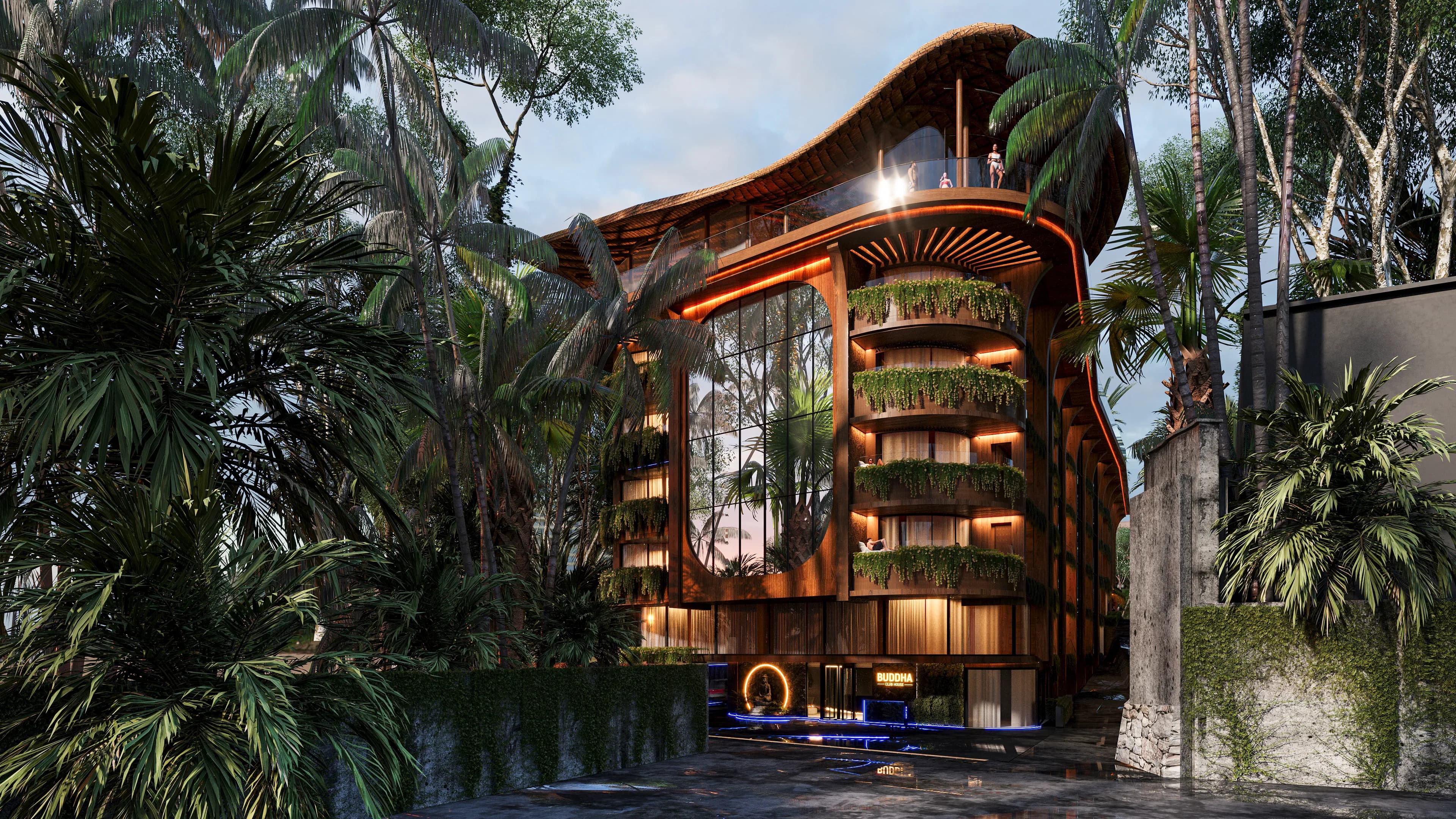 Buddha Club House exterior view - Badung, Dubai - by Avalon x RTF by Usyk