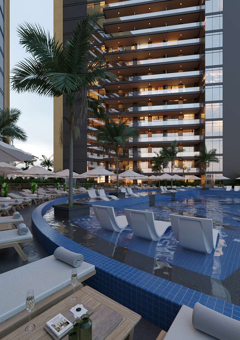 Butterfly Towers amenity Landscape Pool With Deck - Arjan, Dubai - by Al Sayyah Group