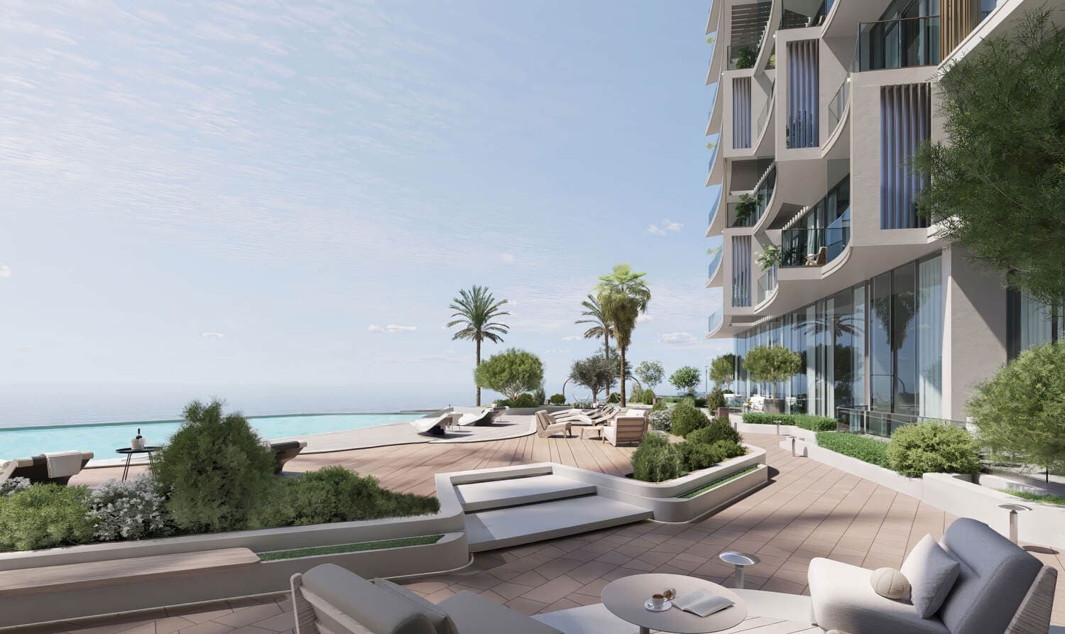 Cala del Mar amenity Outdoor Deck - Al Marjan Island, Dubai - by Ellington