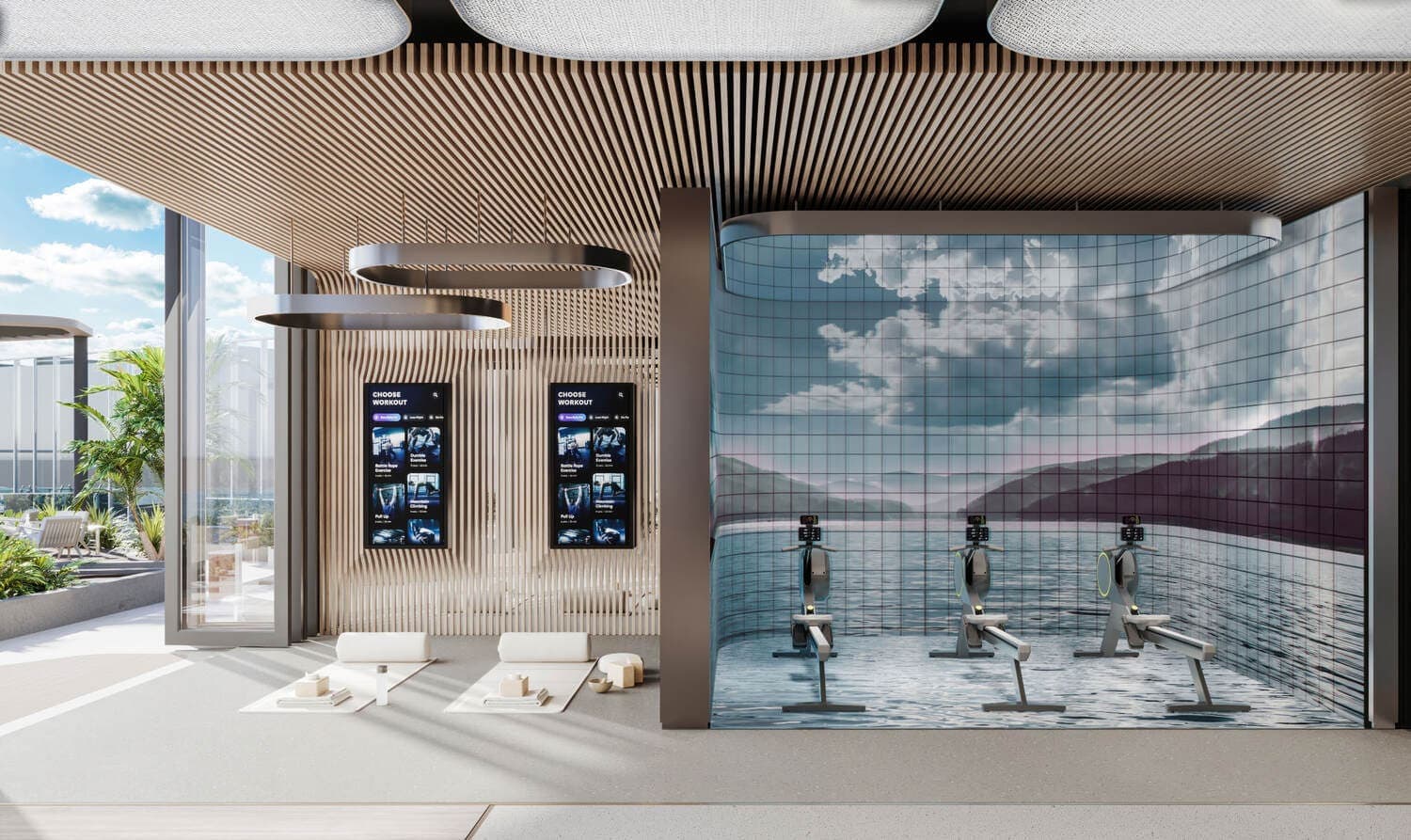 Cala del Mar amenity Virtual Personal Training & Immersive Rowing Zone in Al Marjan Island, Ras Al Khaimah, by Ellington