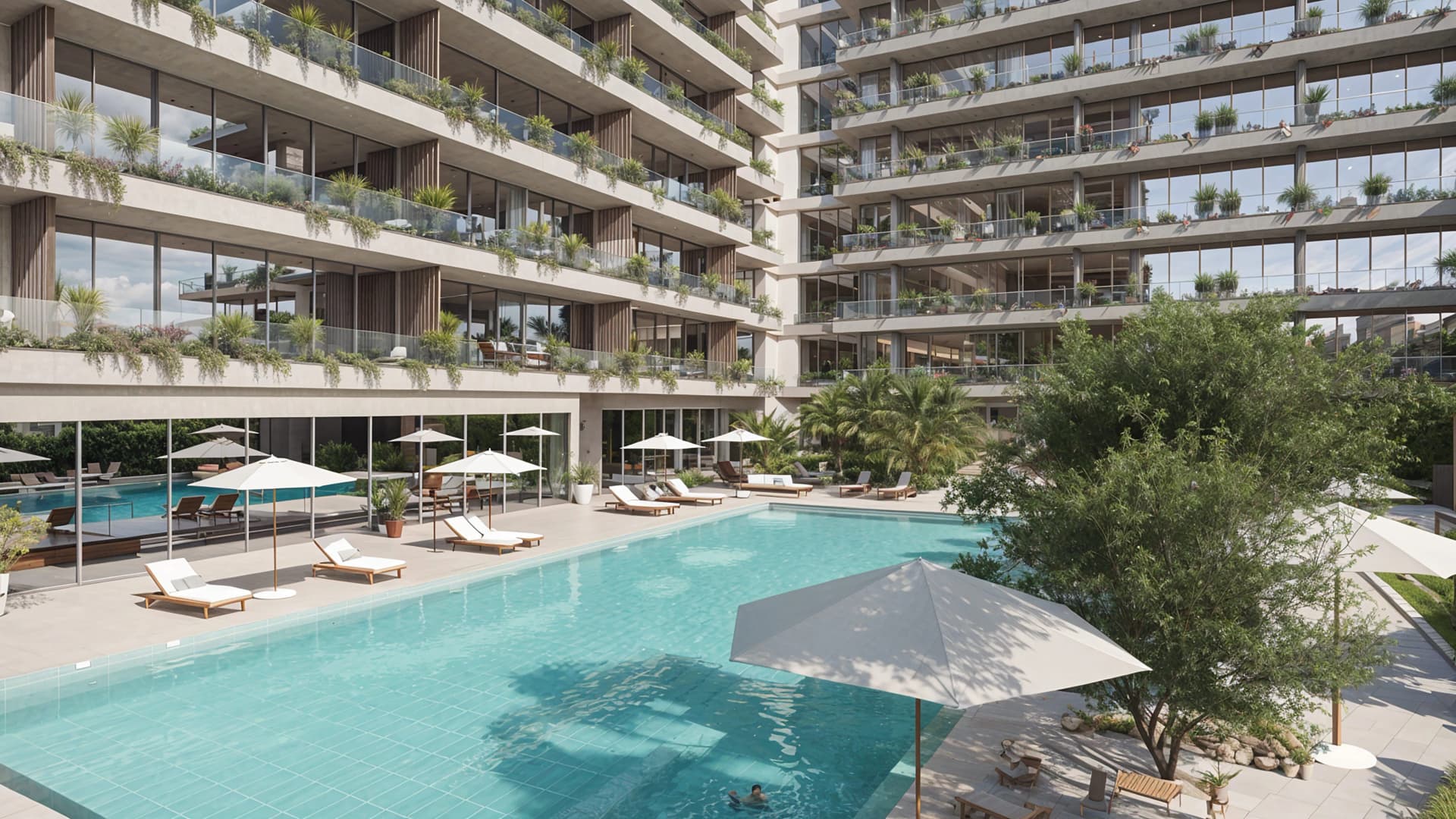 California Residences amenity Sunbathing Lounge in City Of Arabia, Dubai, by Infracorp