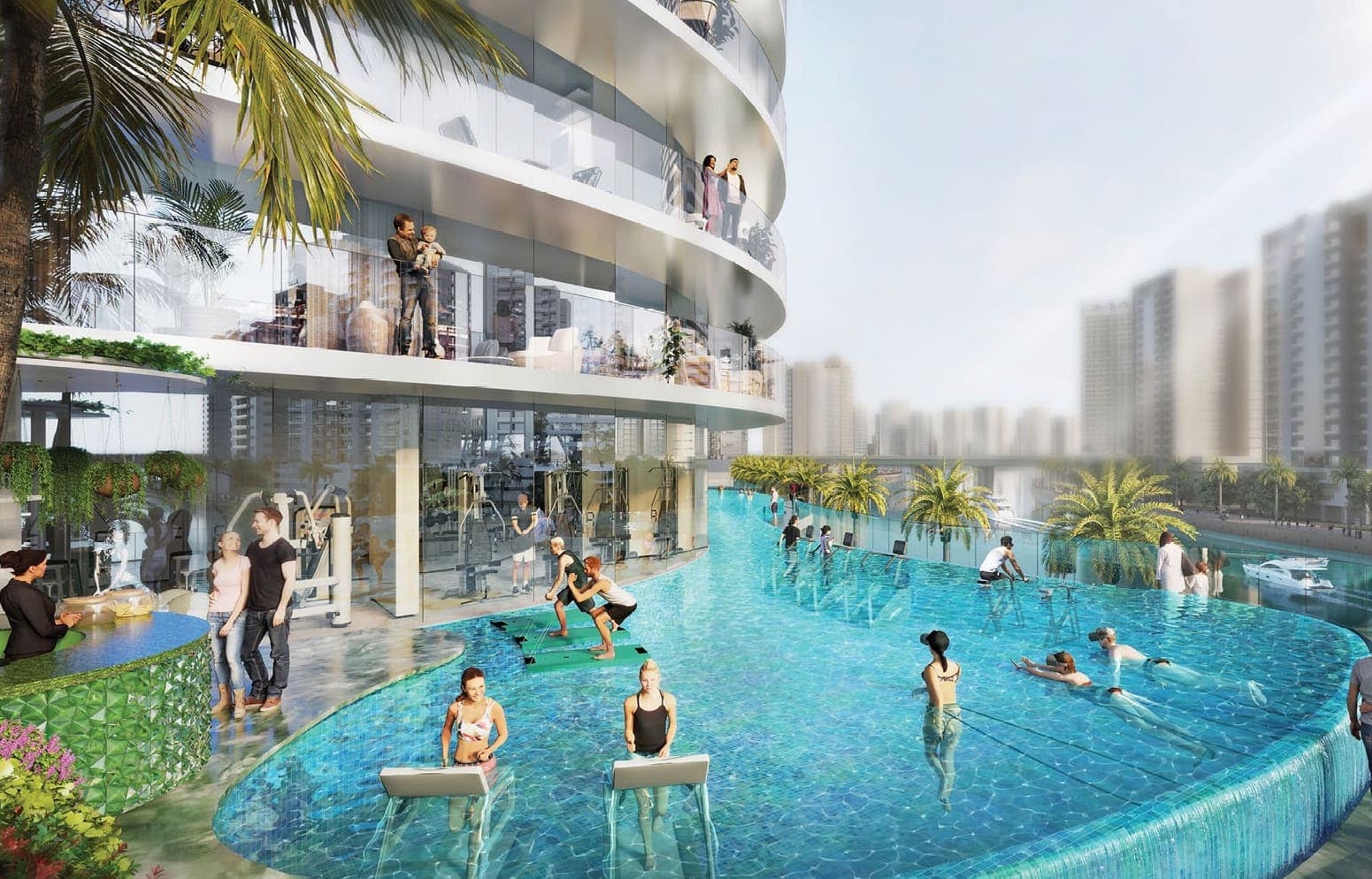 Canal Crown amenity Aqua Exercise - Business Bay, Dubai - by DAMAC