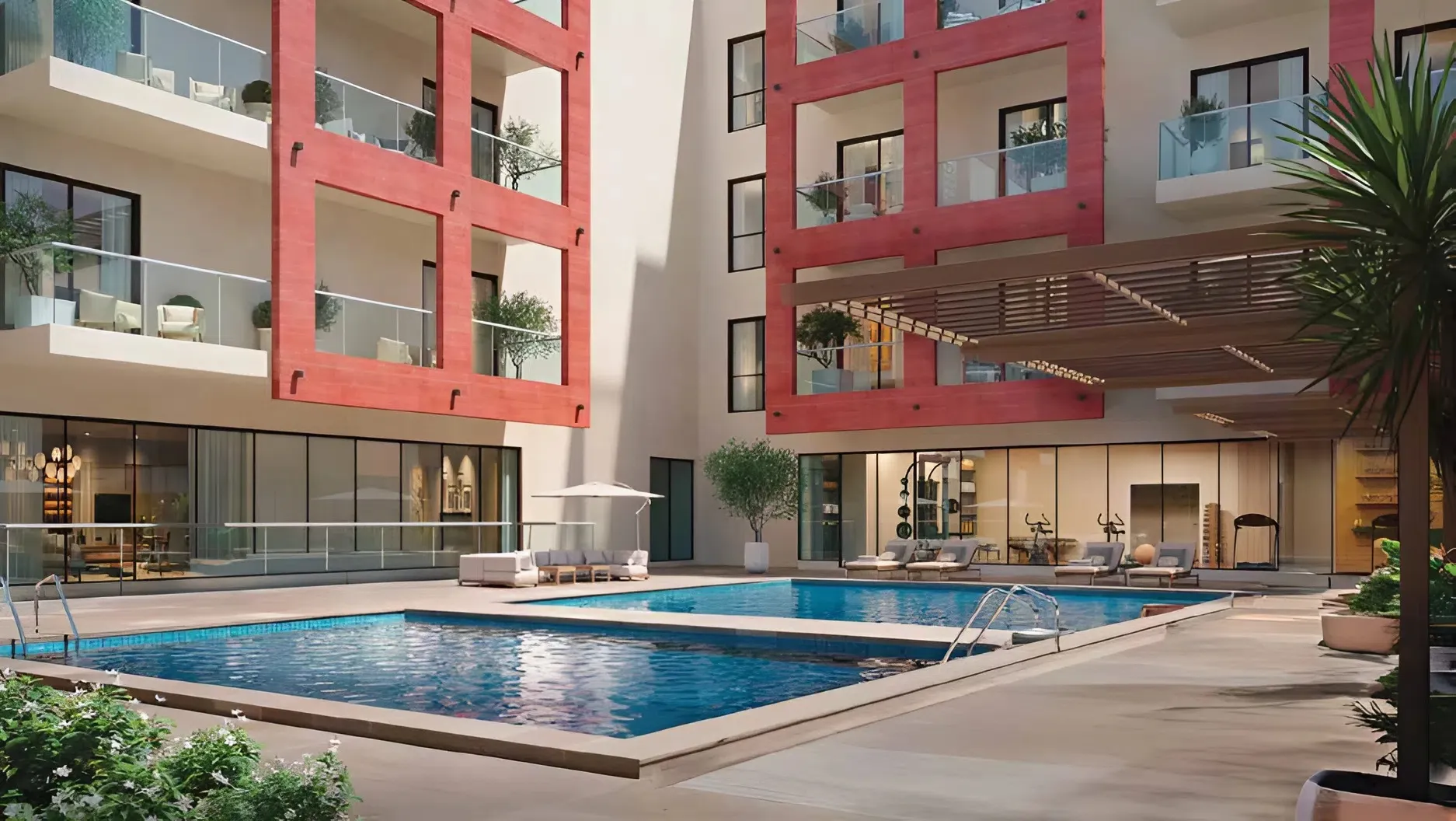 Carmel Residence amenity Swimming Pools in Al Barsha South 4, Dubai, by Uniestate Properties