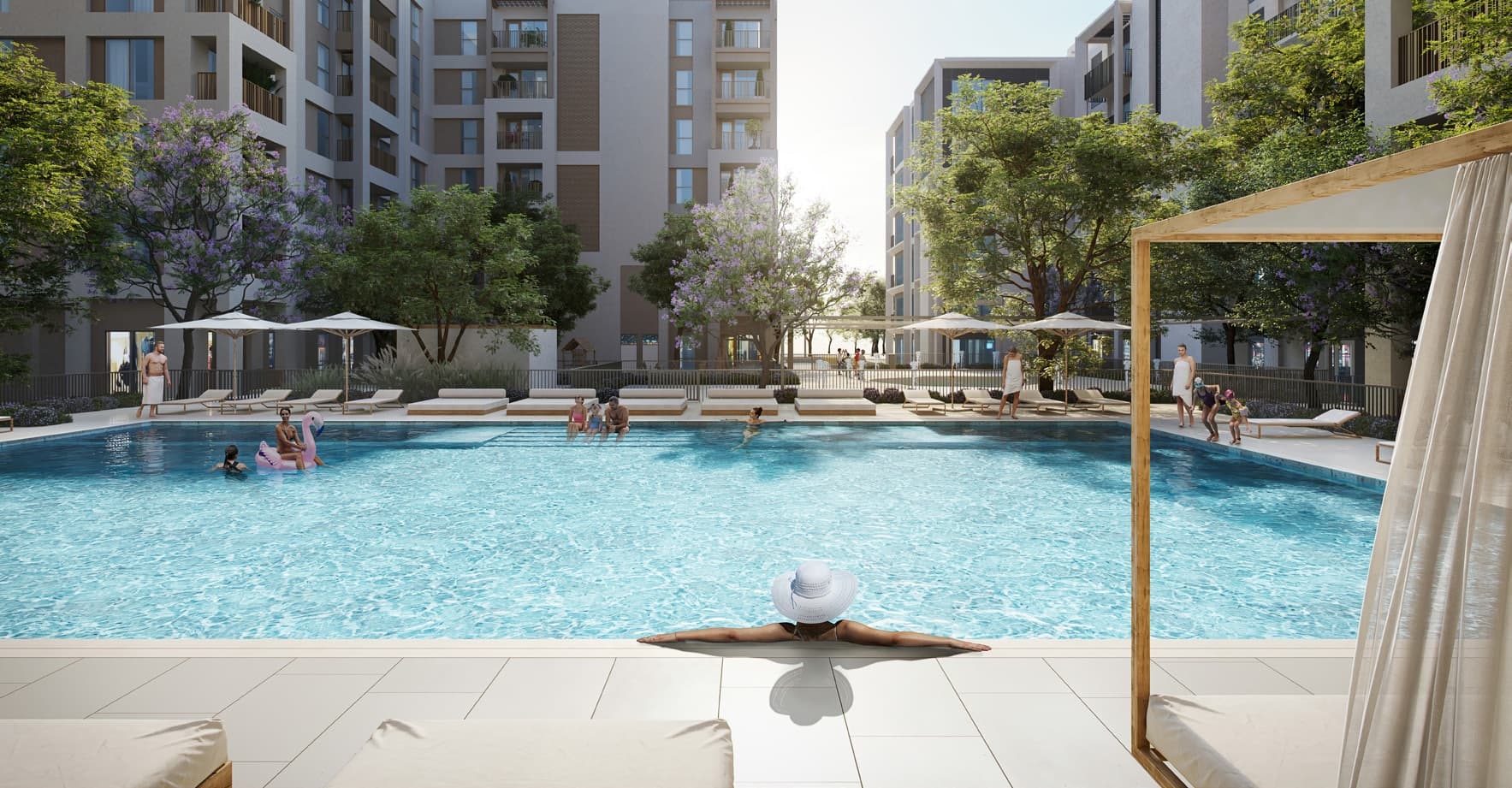 Cedar amenity Large Family Pool And Pool Deck in Dubai Creek Harbour, Dubai, by Emaar