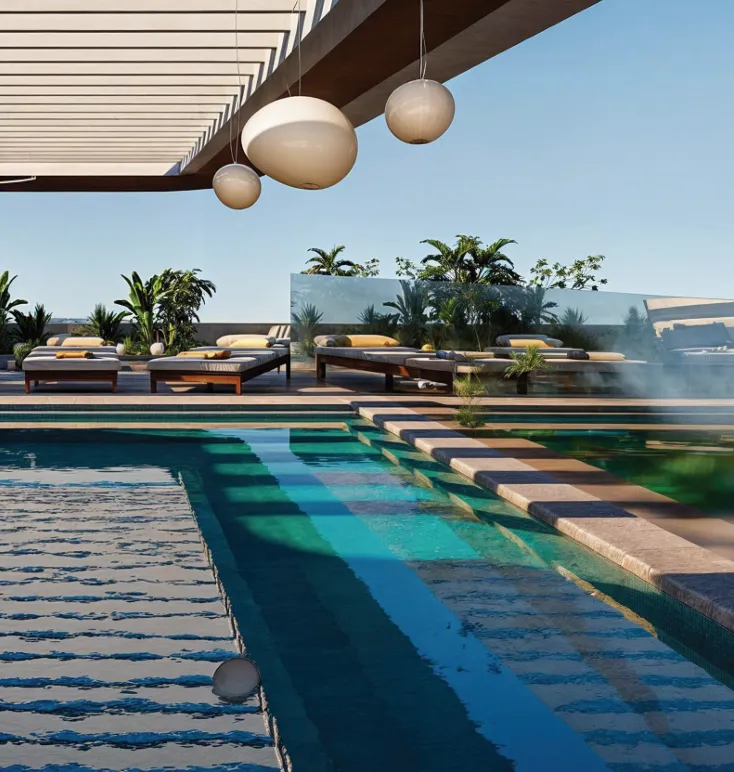 Celestara Residences amenity Rooftop Swimming Pool - Jumeirah Village Circle, Dubai - by Al Dhana Real Estate Development