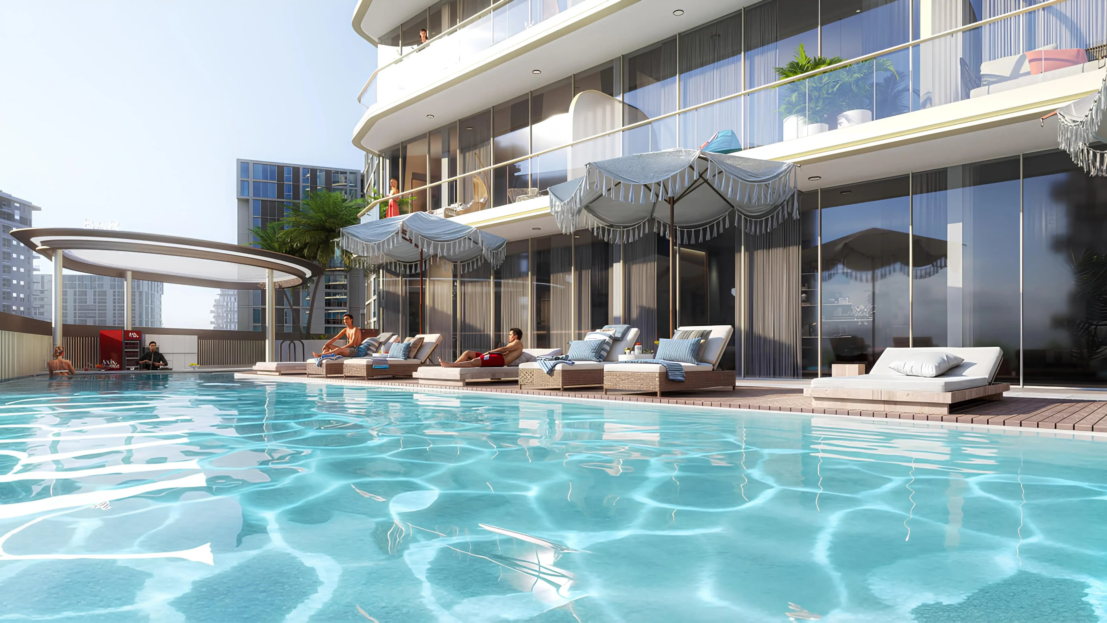 Celesto 2 amenity Sun Lounges - Dubailand Residence Complex, Dubai - by Tarrad Development