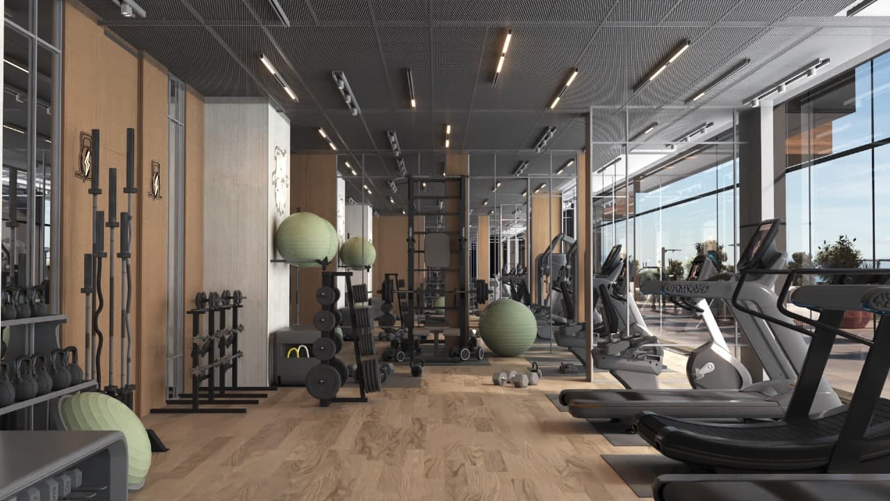 Celia Heights amenity Gym - Majan, Dubai - by Abou Eid