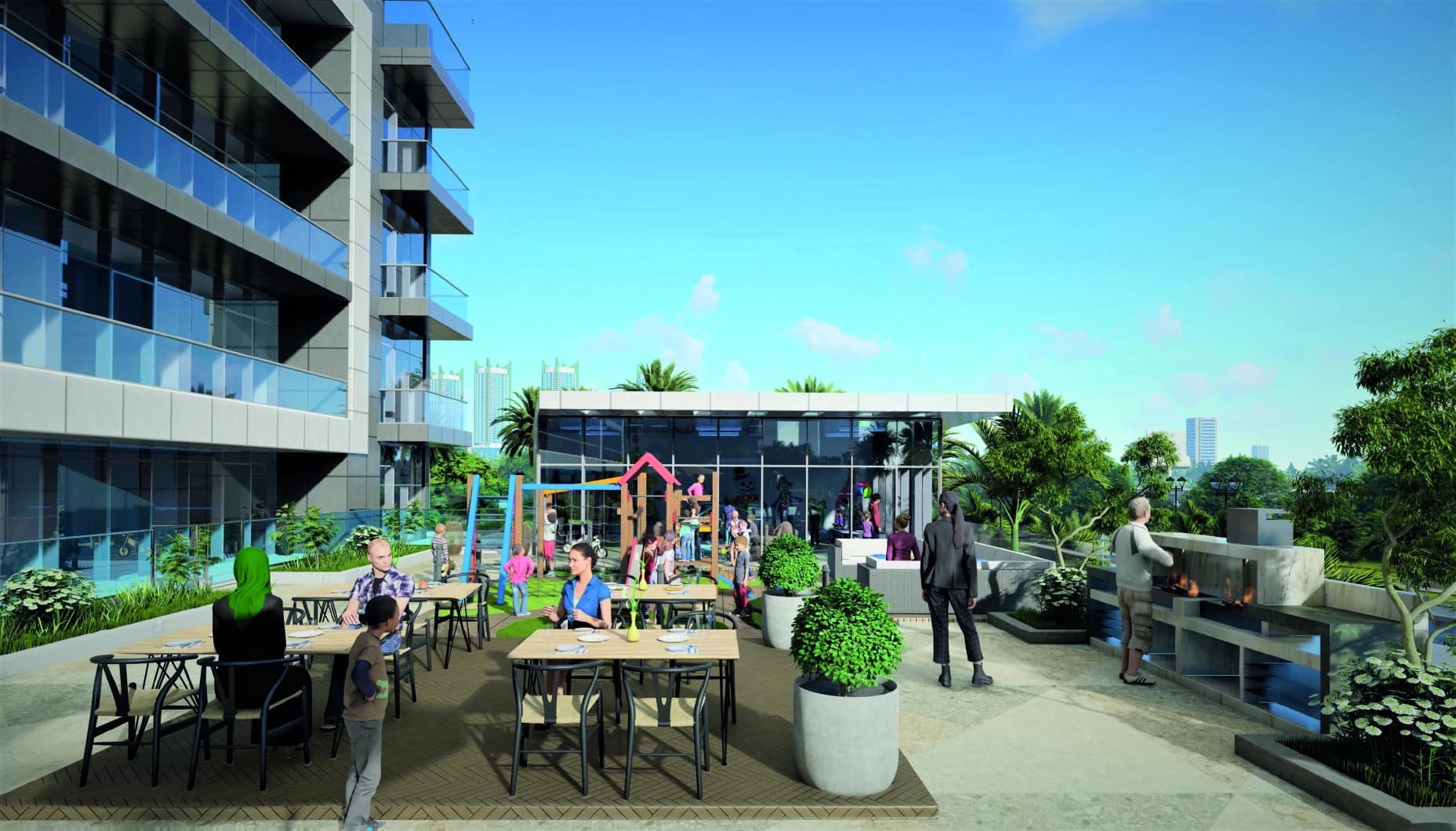 Celia Residence amenity Bbq Area in Dubai Studio City, Dubai, by Abou Eid