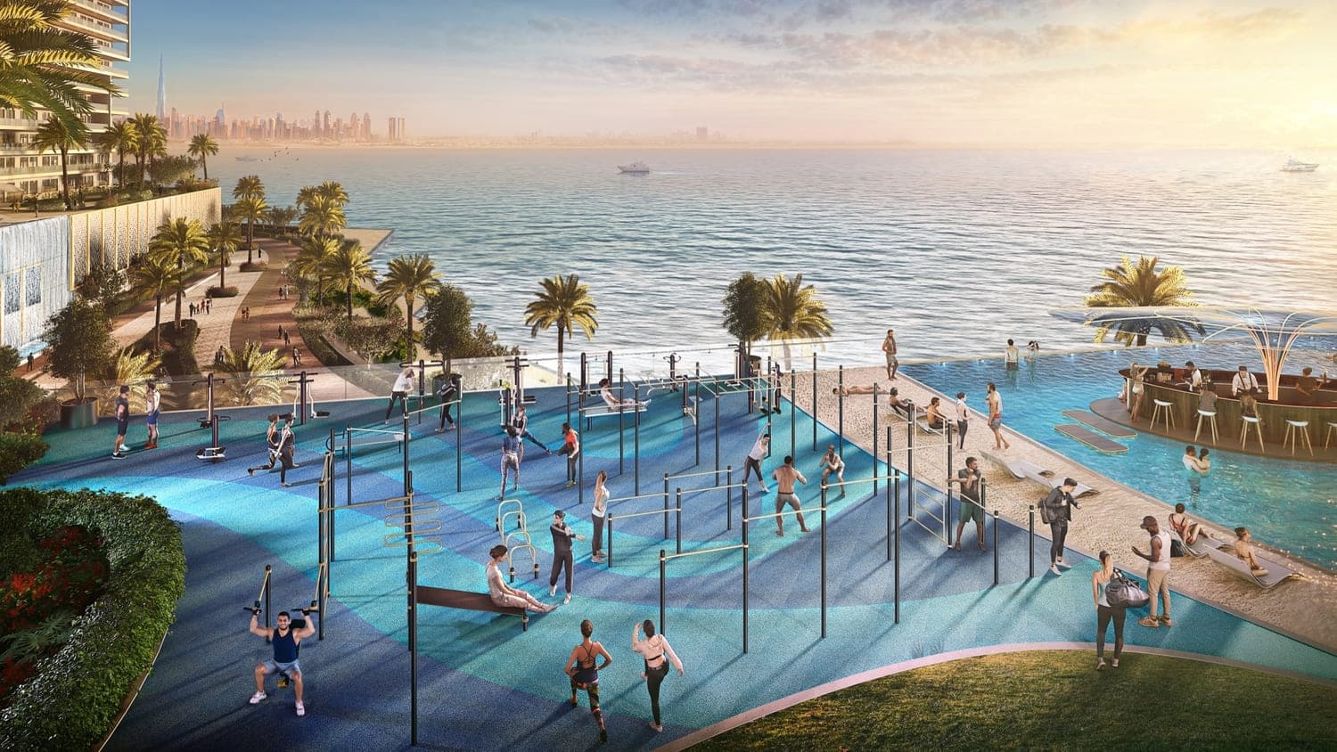 Chelsea Residences amenity Outdoor Gym - Maritime City, Dubai - by DAMAC
