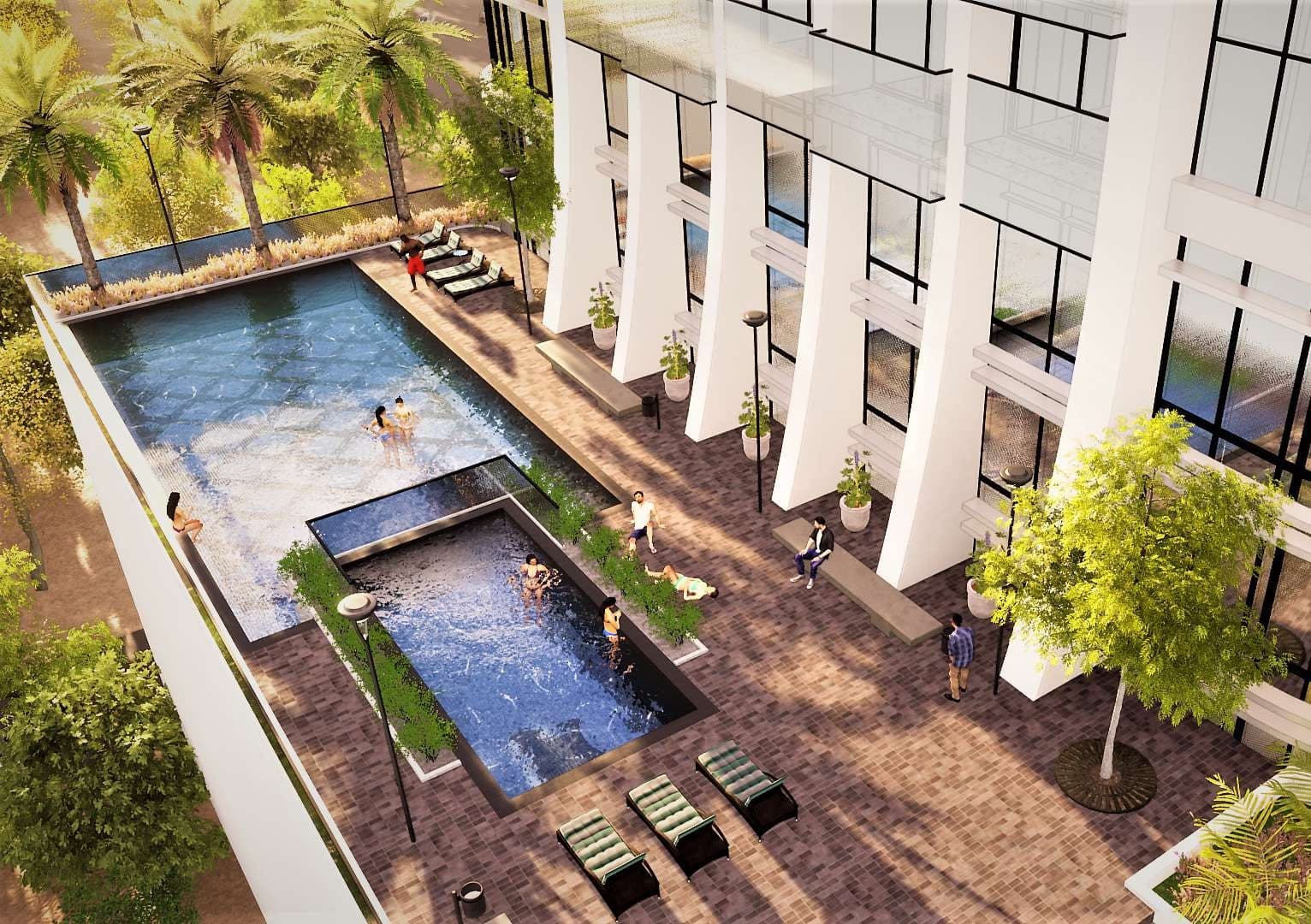 Cloud Tower amenity Outdoor Swimming Pool in JVT (Jumeirah Village Triangle), Dubai, by Tiger Group