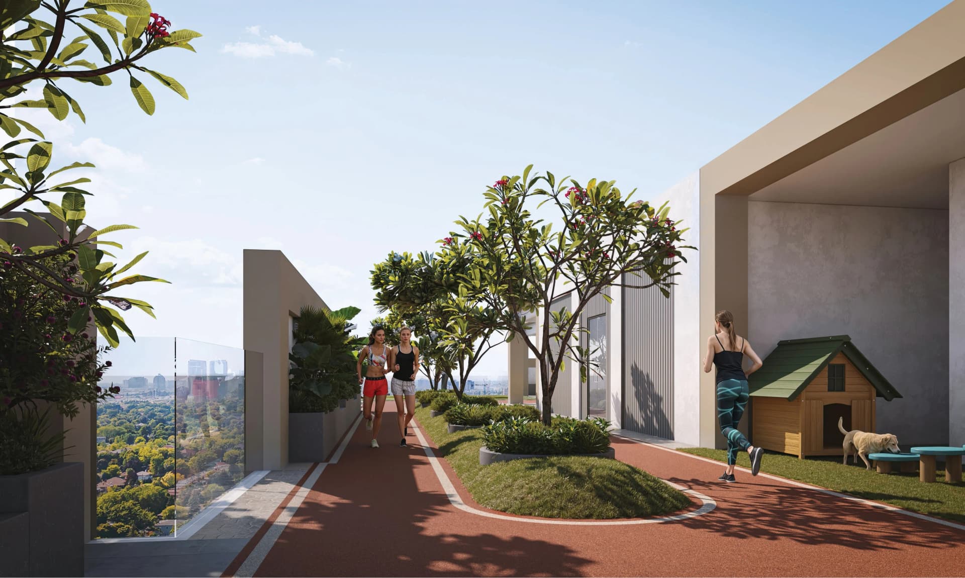 Courtyard One amenity Jogging Track & Pet Corner in Dubai South, Dubai, by Golden Light Real Estate Developments