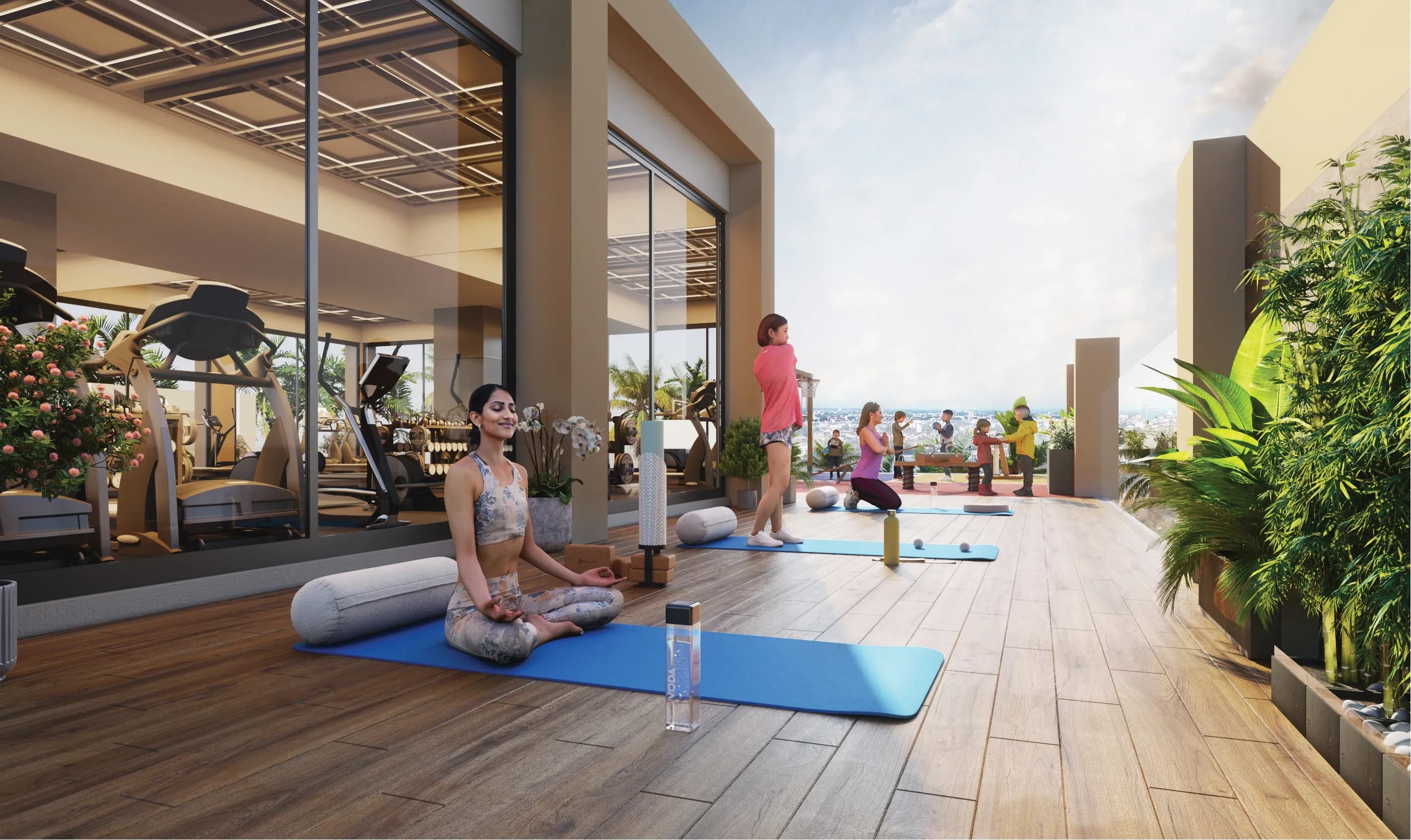 Courtyard One amenity Yoga Area - Dubai South, Dubai - by Golden Light Real Estate Developments