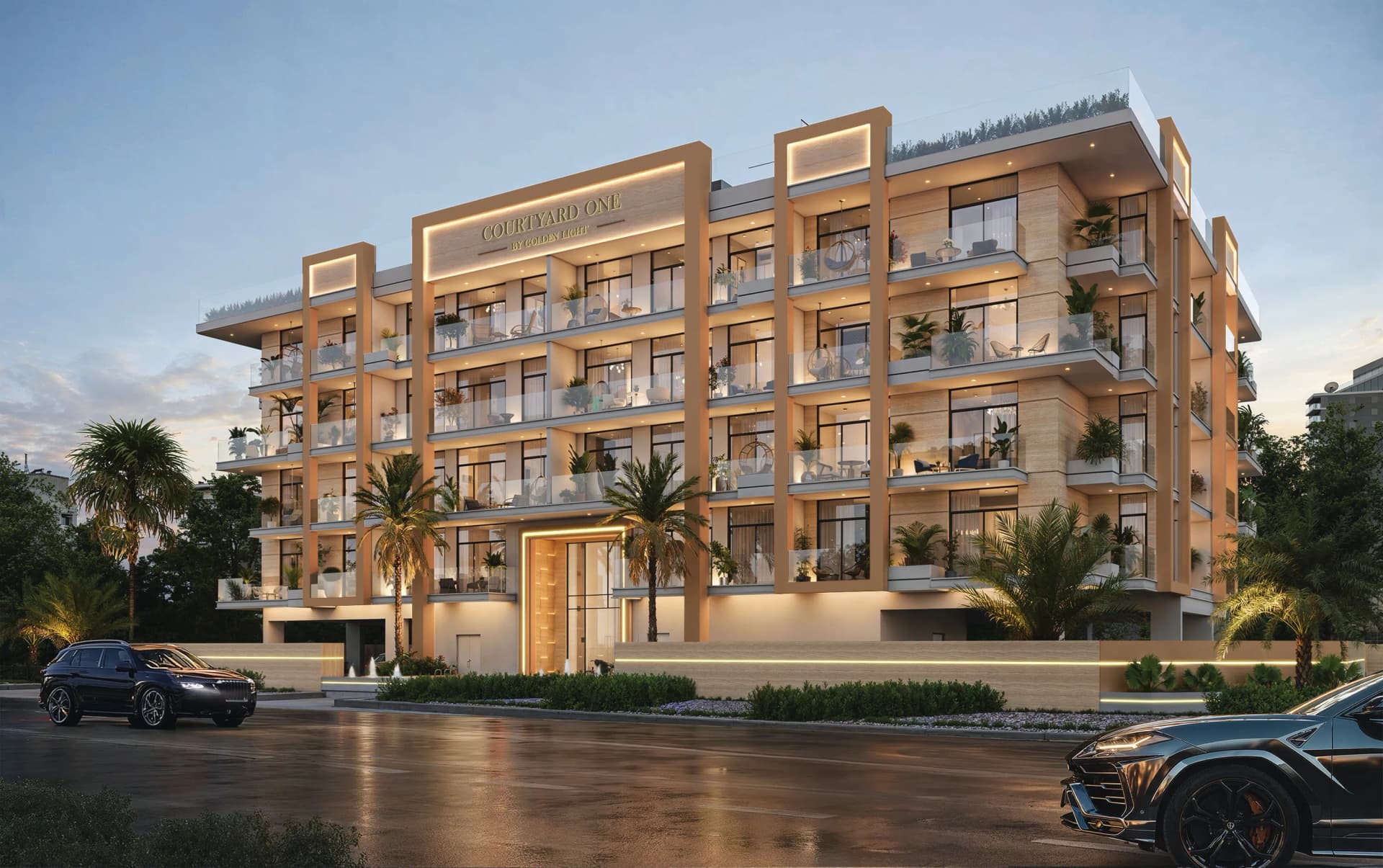 Courtyard One exterior view in Dubai South, Dubai, by Golden Light Real Estate Developments