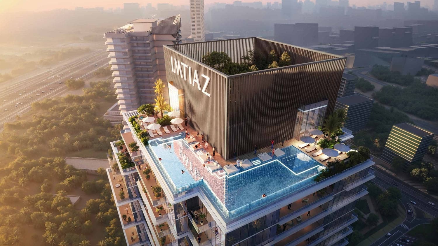Cove Boulevard amenity Rooftop Infinity Pool - Dubailand Residence Complex, Dubai - by Imtiaz Development