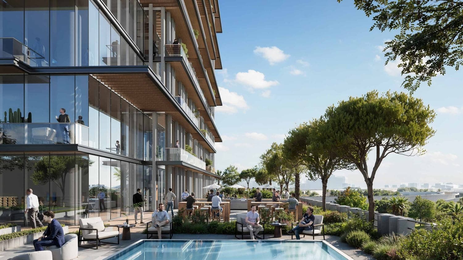Cove Boulevard amenity Seating & Dining Area - Dubailand Residence Complex, Dubai - by Imtiaz Development