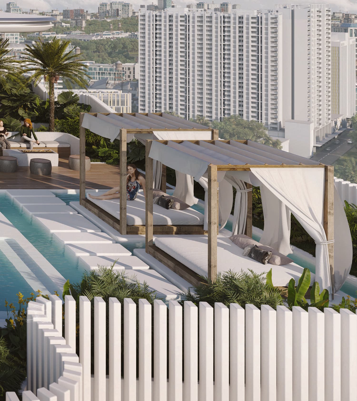 Cove Edition 2 amenity Cabanas in Dubailand Residence Complex, Dubai, by Imtiaz Development
