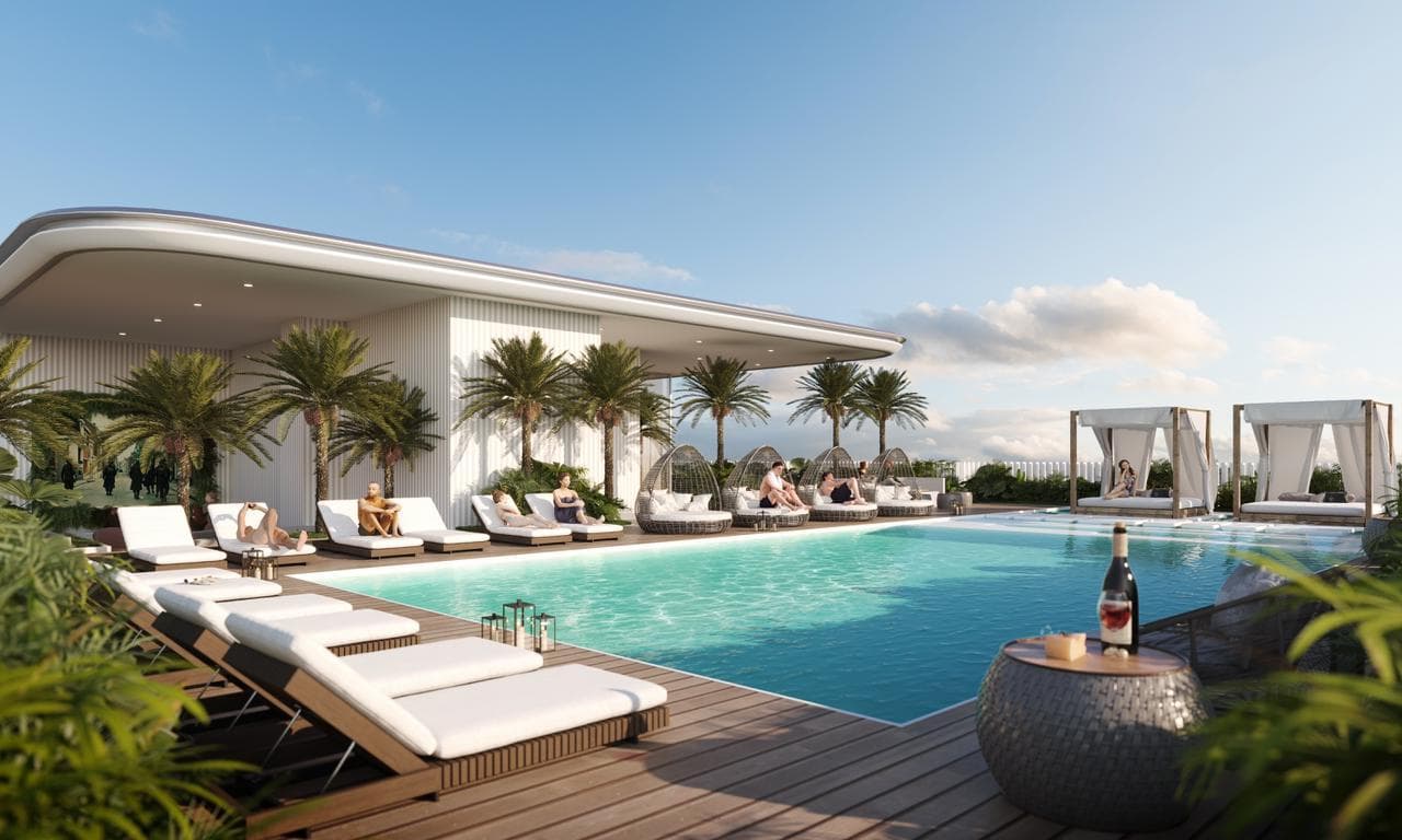 Cove Edition One amenity Swimming Pool in Dubailand Residence Complex, Dubai, by Imtiaz Development