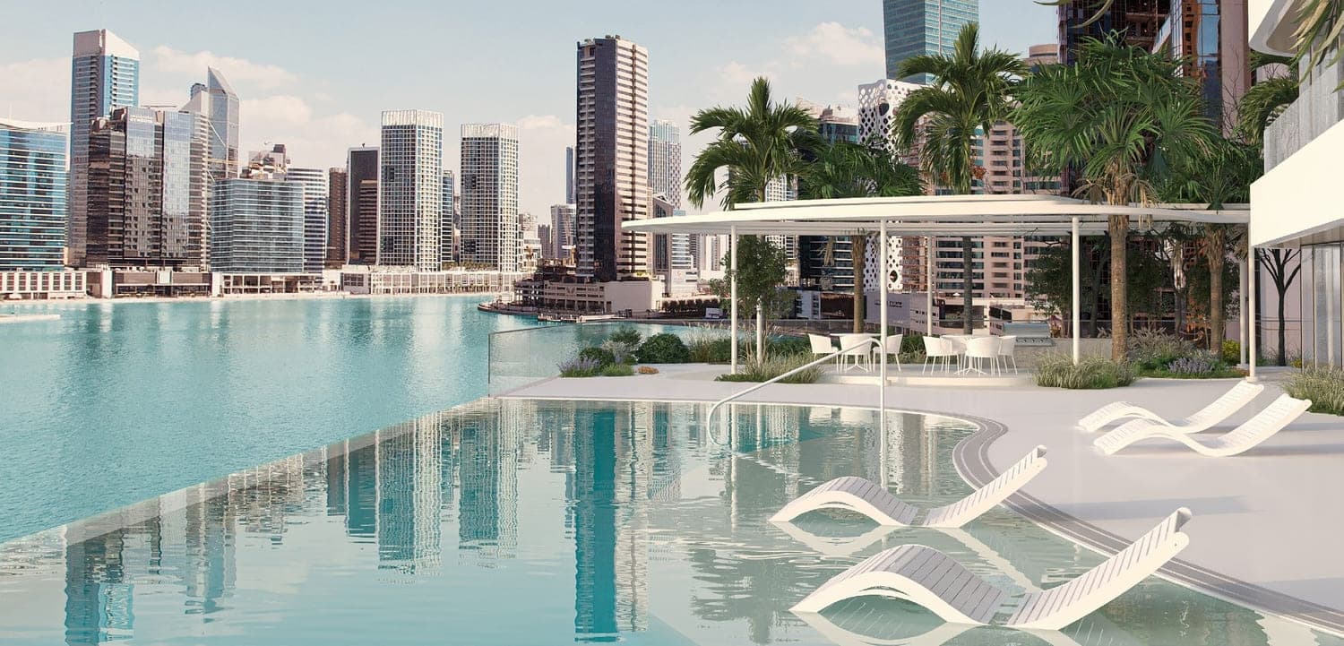 DG1 Living amenity Infinity Pool in Business Bay, Dubai, by Dar Global