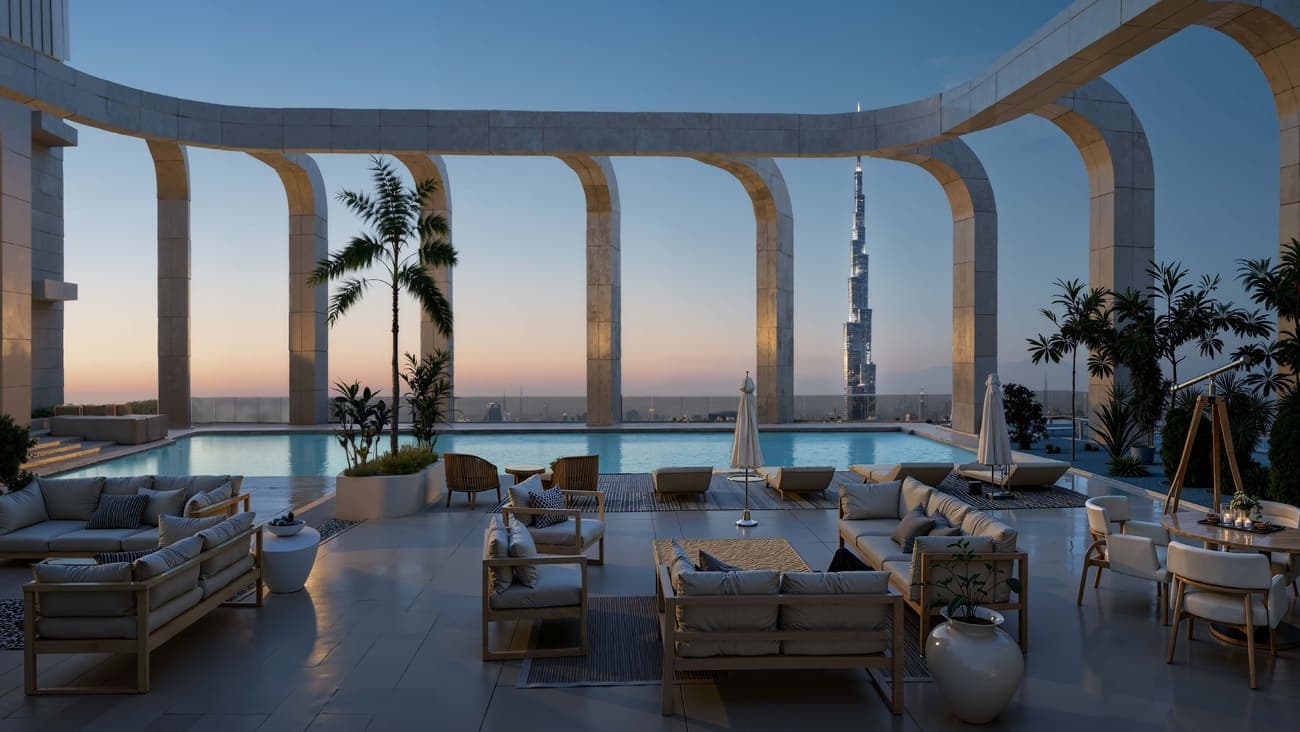 DWTN Residences amenity Swimming Pool & Observatory Deck - Business Bay, Dubai - by Deyaar