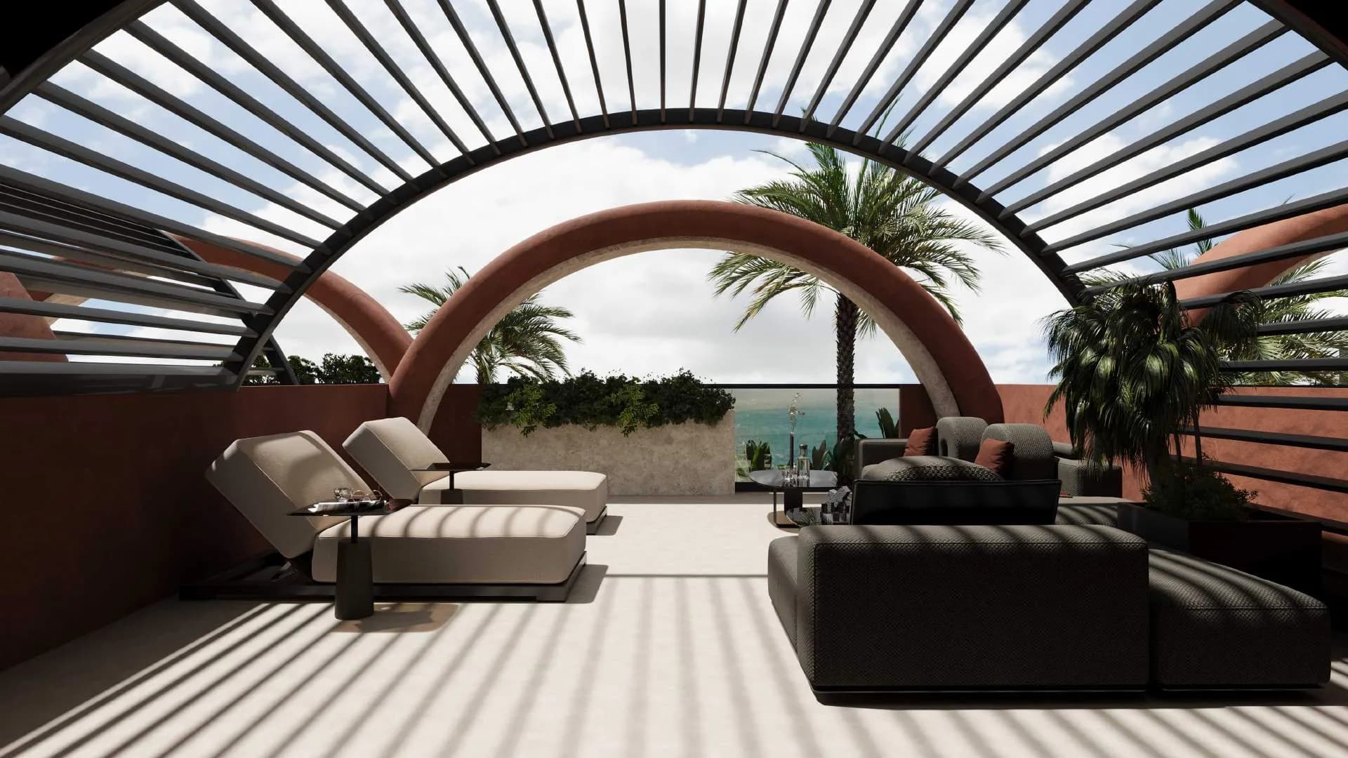 Eighth Sense amenity Rooftop Lounge Area - Bali, Dubai - by IJI Group