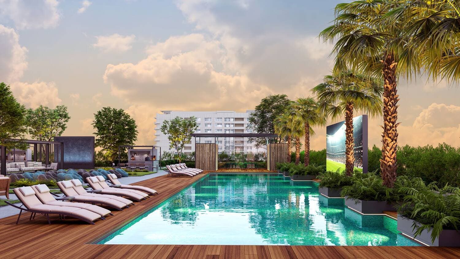 Elano amenity 30m Pool With Cinema in Arjan, Dubai, by ORO 24