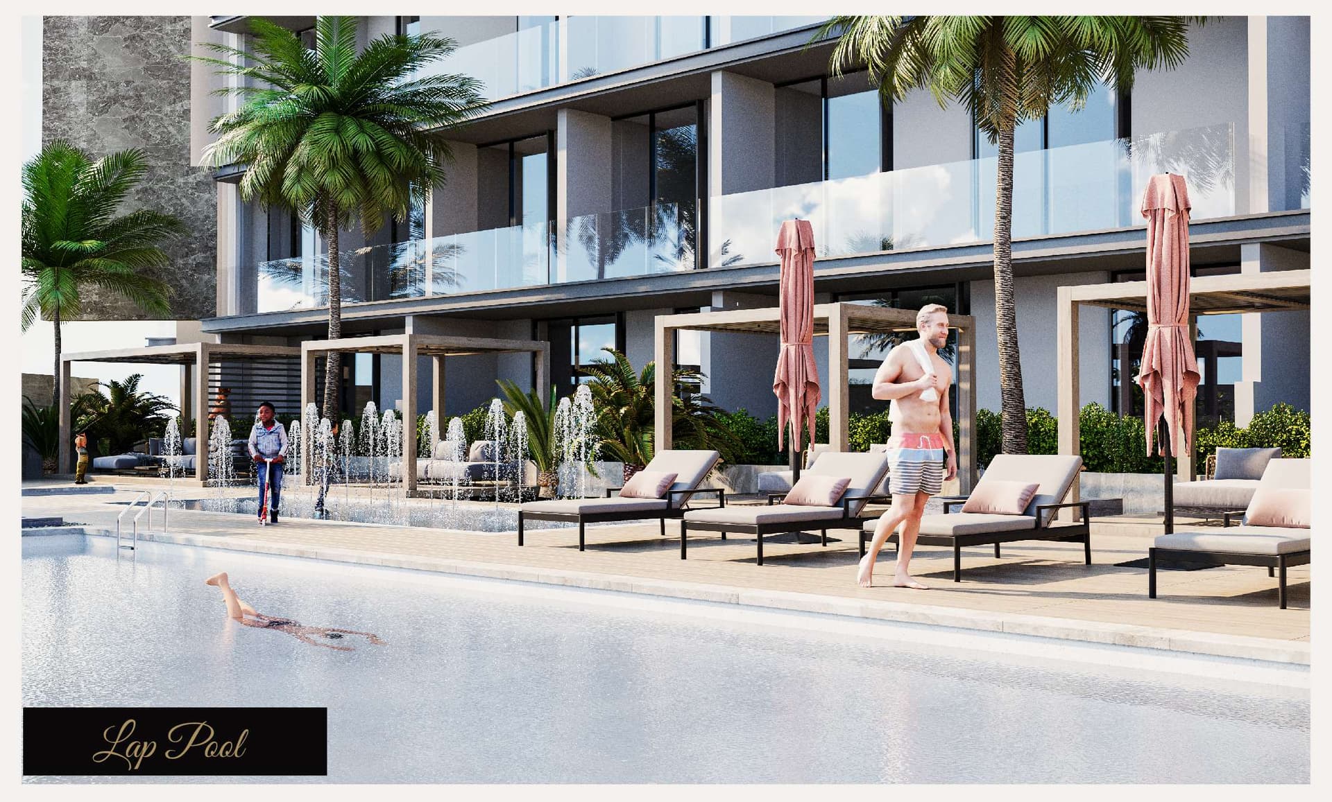 Elevate amenity Lap Pool in Arjan, Dubai, by Prescott