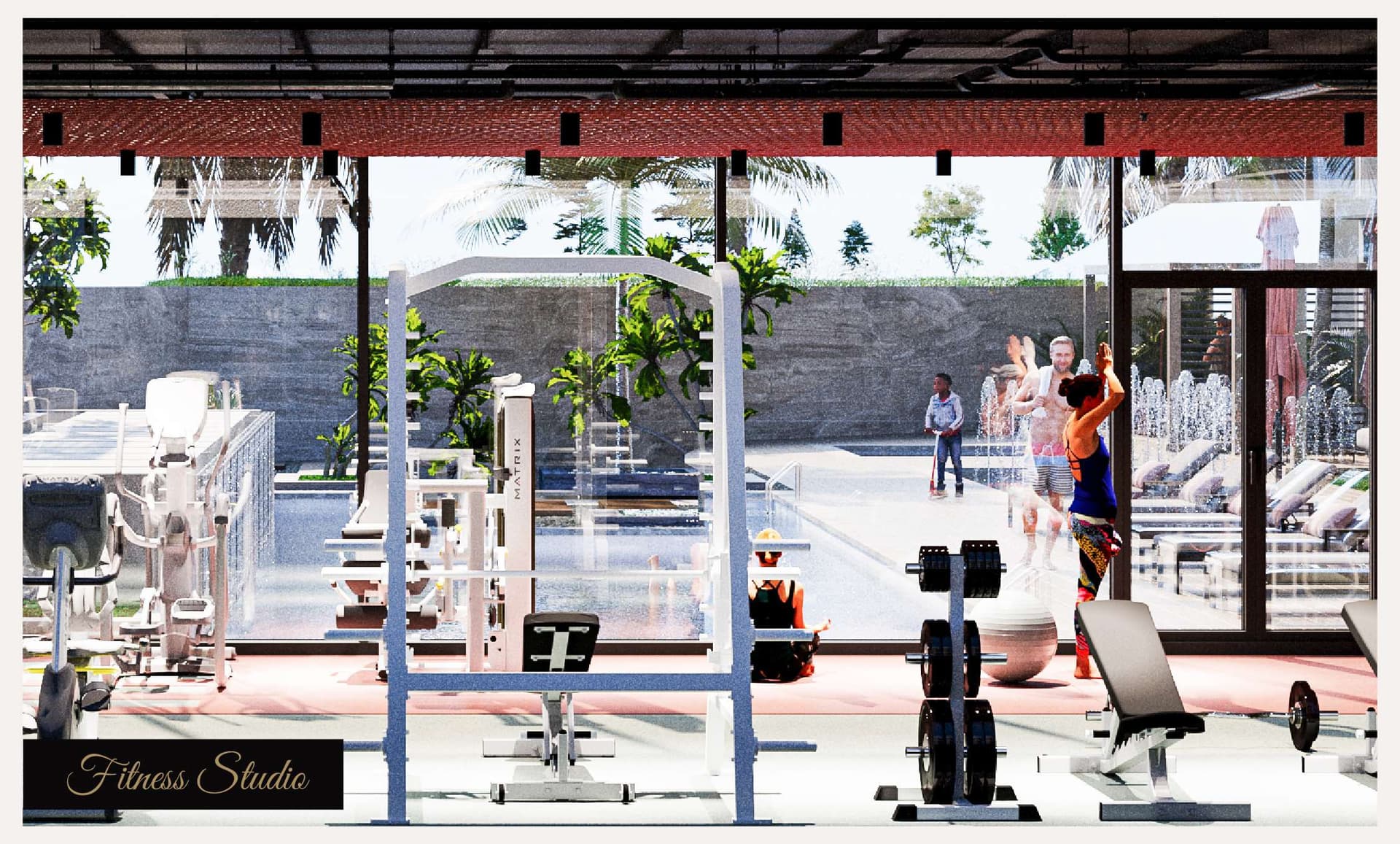 Elevate amenity Fitness Studio in Arjan, Dubai, by Prescott