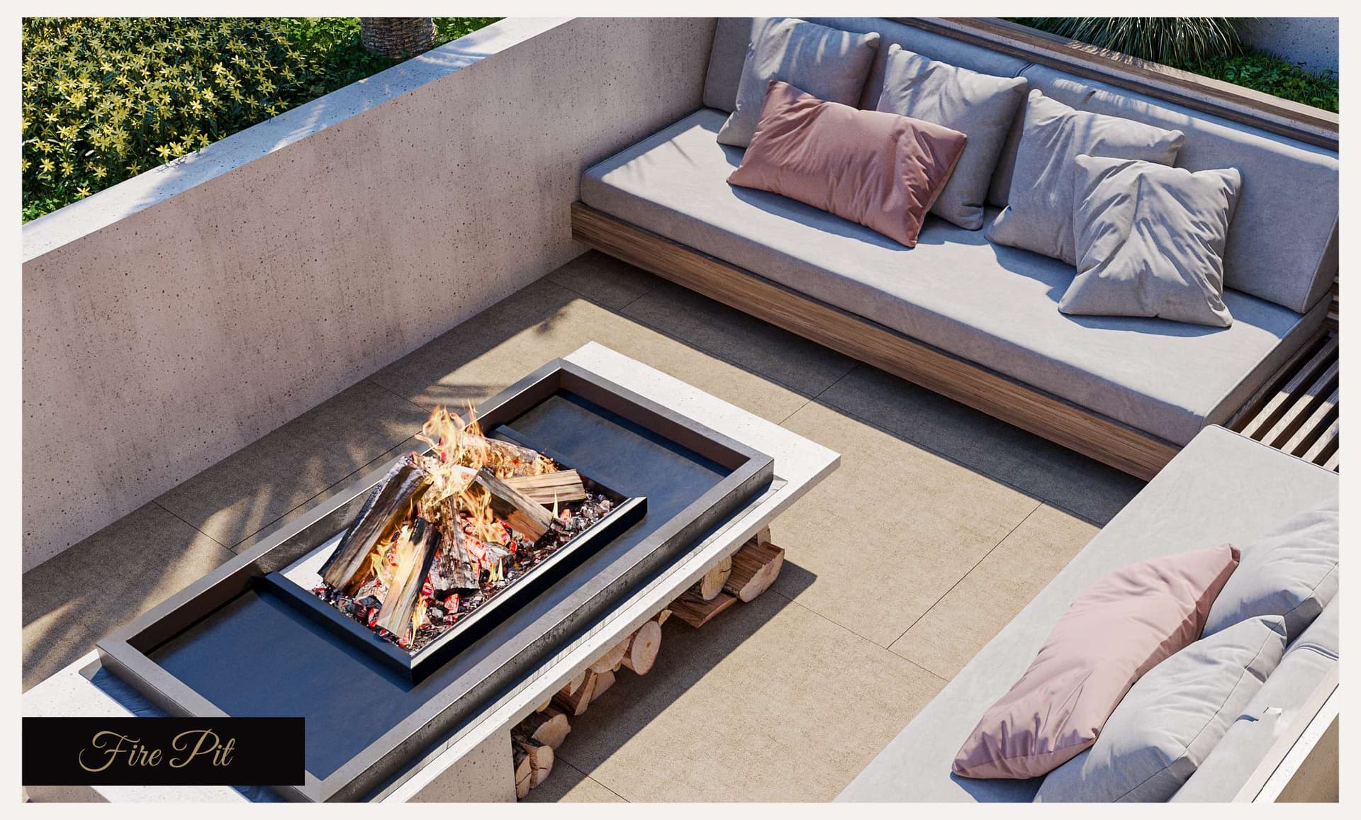 Elevate amenity Fire Pit in Arjan, Dubai, by Prescott